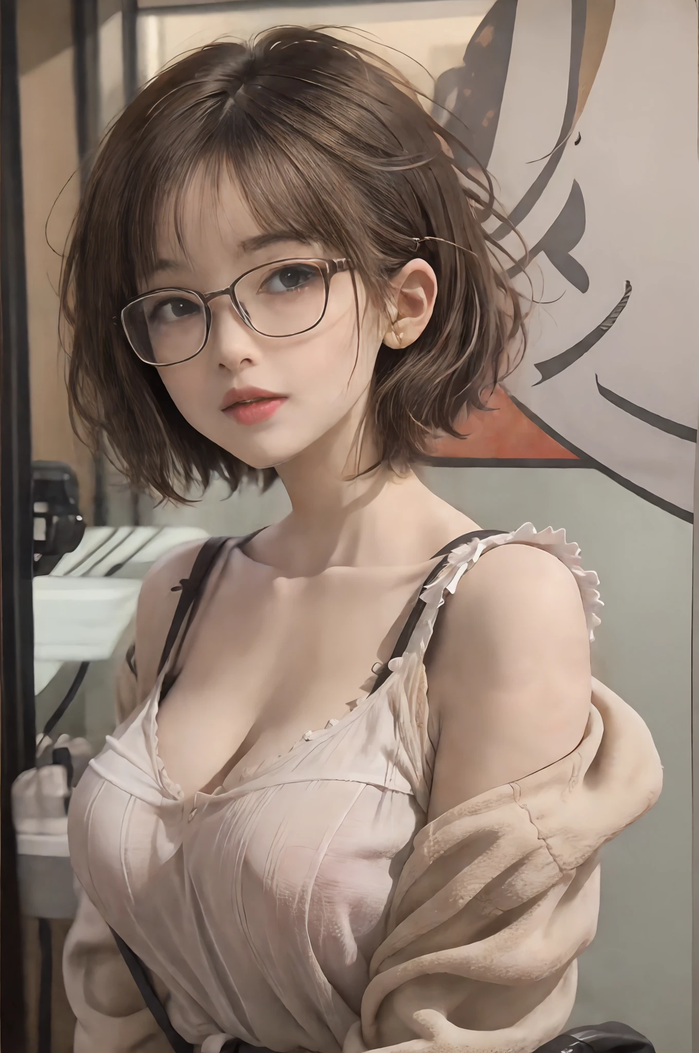 Women with short unisex hair!big breasts beautiful,Extremely cute,White!,brunette color hair,年轻,Very cute,eye glass!,slightly fat big breasts,sprout,babyfat!!!,quadratic element,a little colored,is shy,Short hair, Short hair, Short hair!!Juvenile,Erotic,eye glass,Busty and sexy,Short hair in men