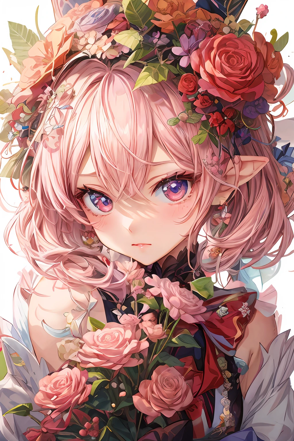 anime girl with flowers in her hair, detailed portrait of anime girl, detailed digital anime art, beautiful anime portrait, cute anime girl portraits, clean detailed anime art, stunning anime face portrait, guweiz, cute anime girl portrait, detailed anime artwork, anime visual of a cute girl, detailed anime art, portrait of cute anime girl, anime illustration, loli