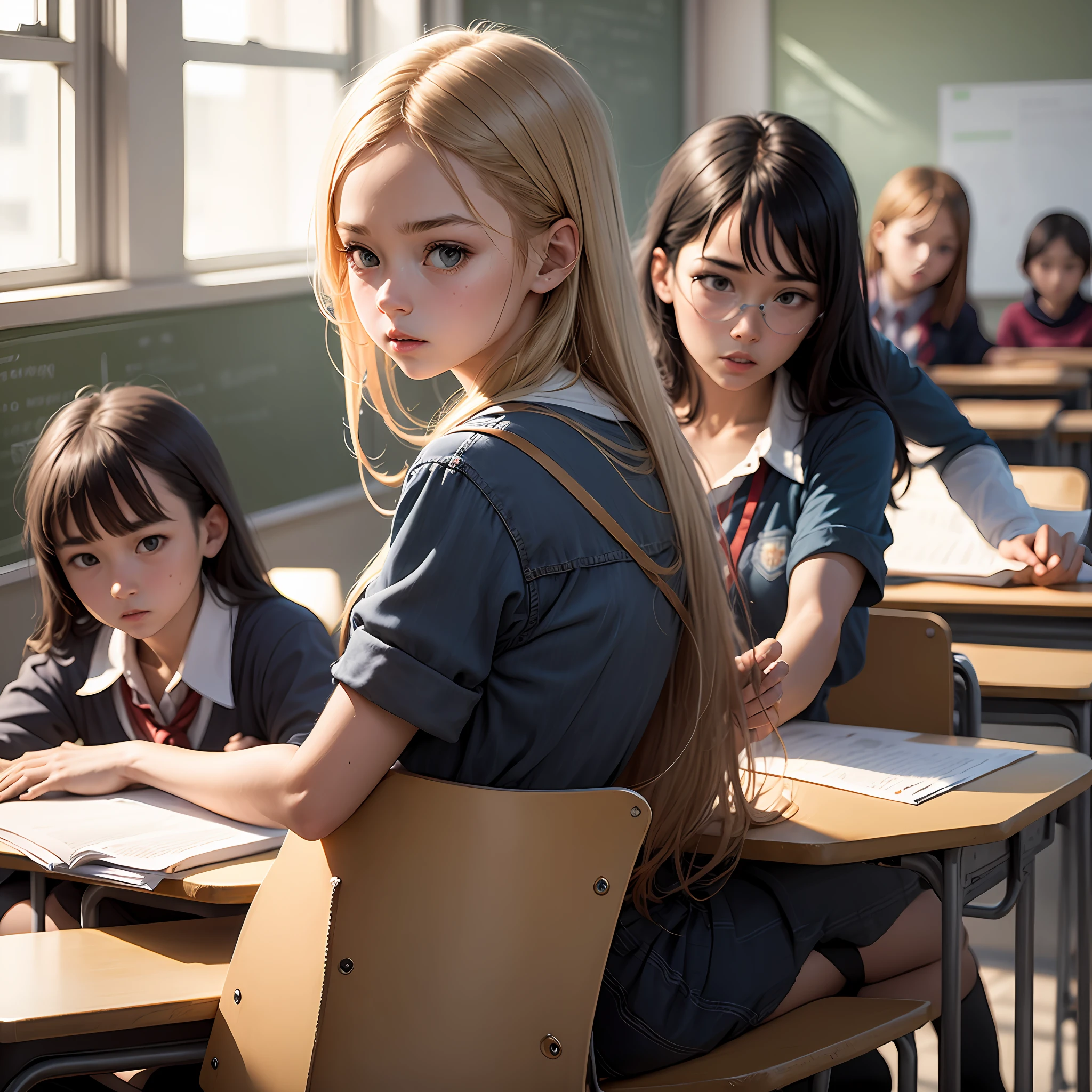 Everyone in the classroom looked at the back row,A weird look --auto