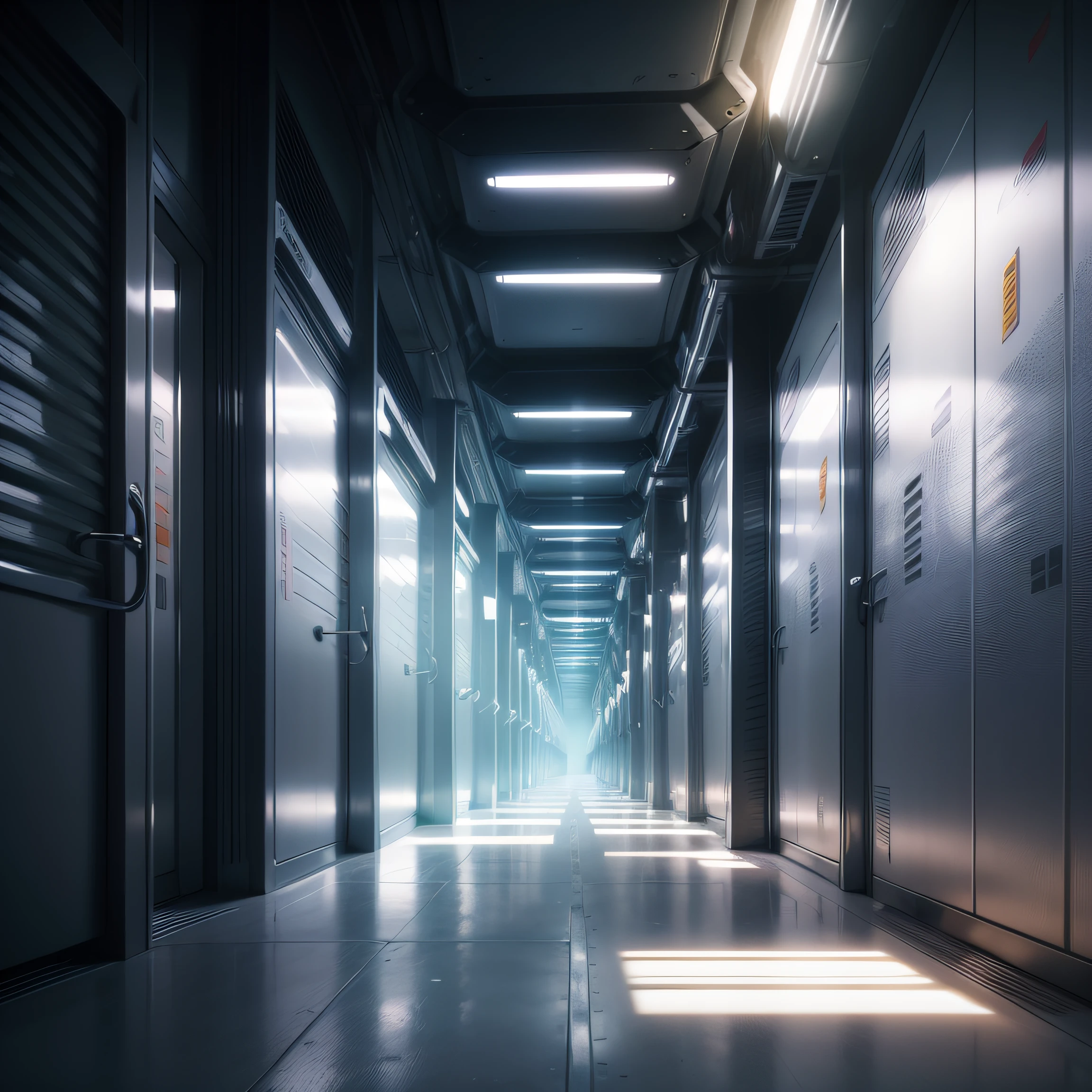 Cyberspace, a long corridor, storage grids, codes