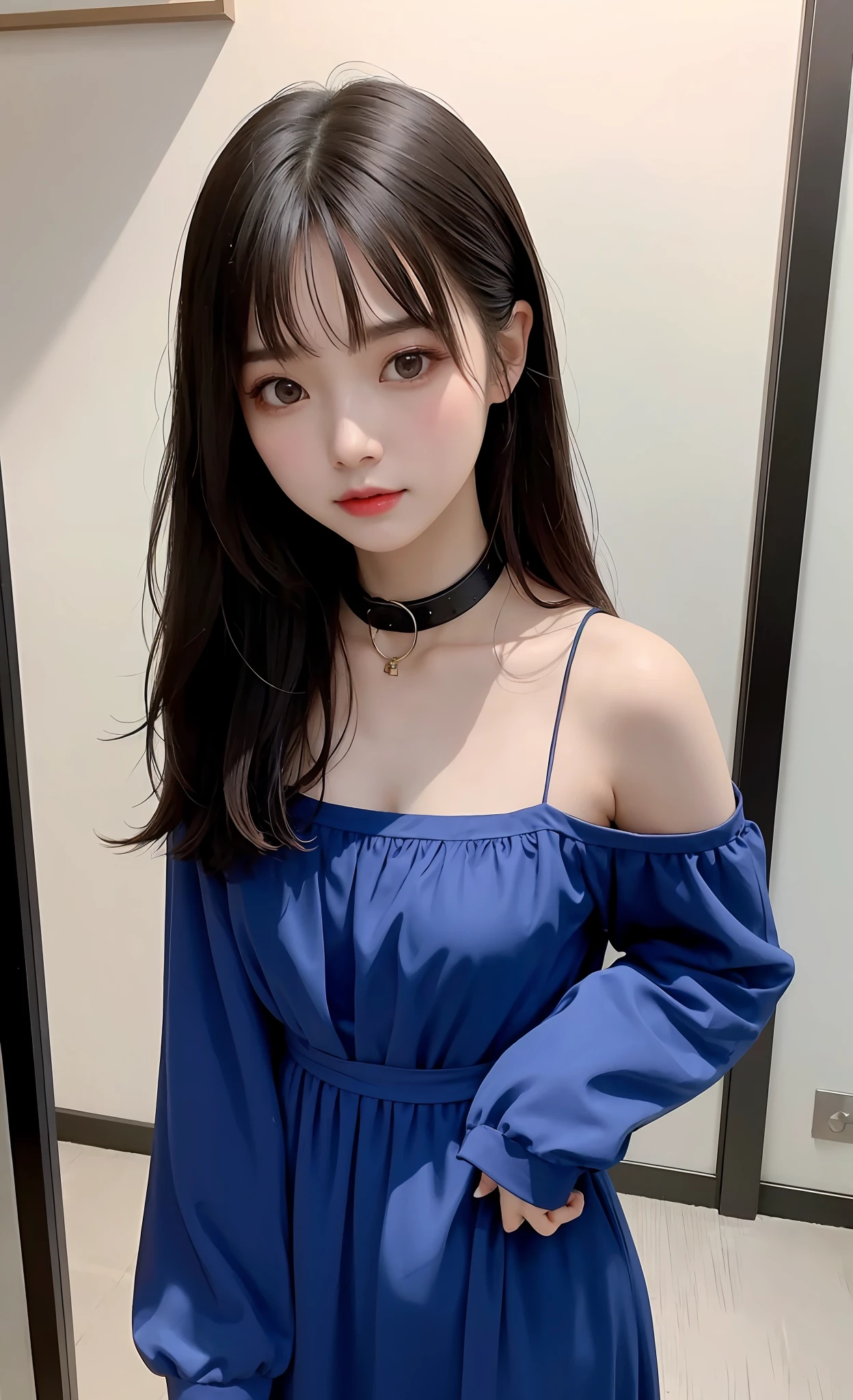 Korean woman in transparent fabric(((Summer slip dress))),brunette color hair,(Small breasts:1.1),Tiny areola,(((Areola sling))),((Side Chest),(collars))),Korean girls,beautiful Korean women,Gorgeous young Korean woman,Beautiful young Korean woman,Asian girl with long hair,Young and cute Korean face,Portrait of a Korean female idol,korean woman,messy hair style,ulzzang, ulzzang-6500-v1.1, pureerosface_v1, Popular Korean makeup, Popular Korean makeup, long whitr hair, (8k, RAW photos, best qualtiy, tmasterpiece: 1.45), (nsfw:1.2)
