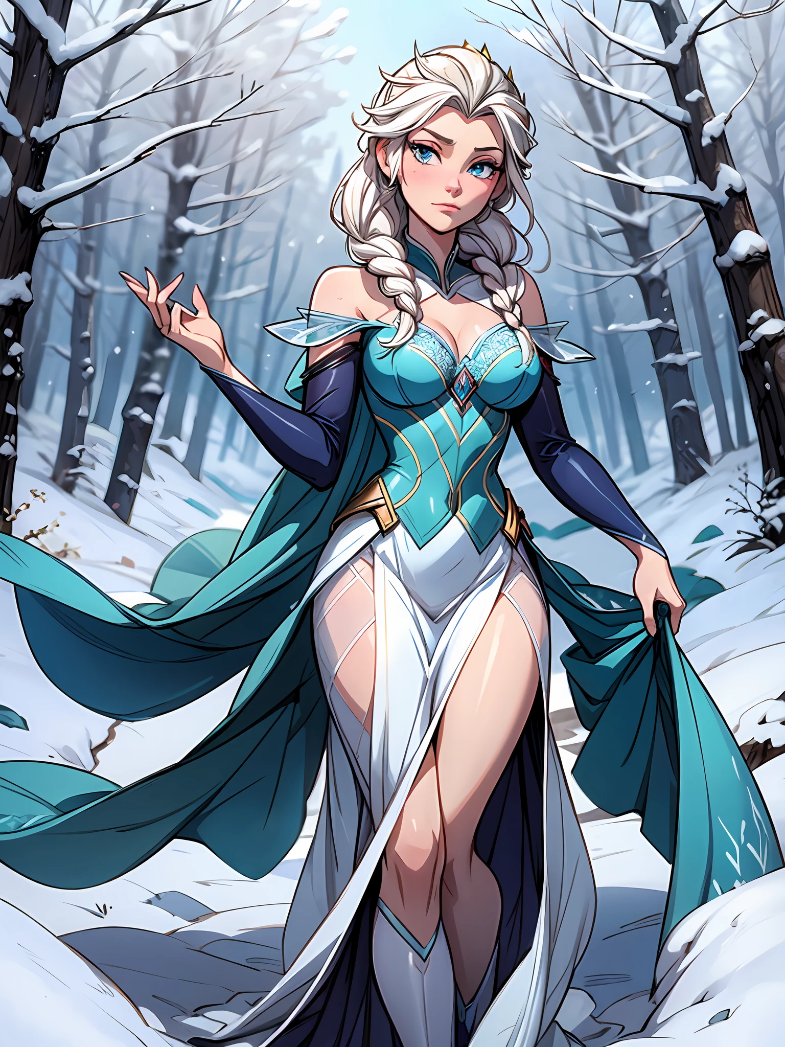 snow_queen_elsa, Nokk_elsa, in a snow forest