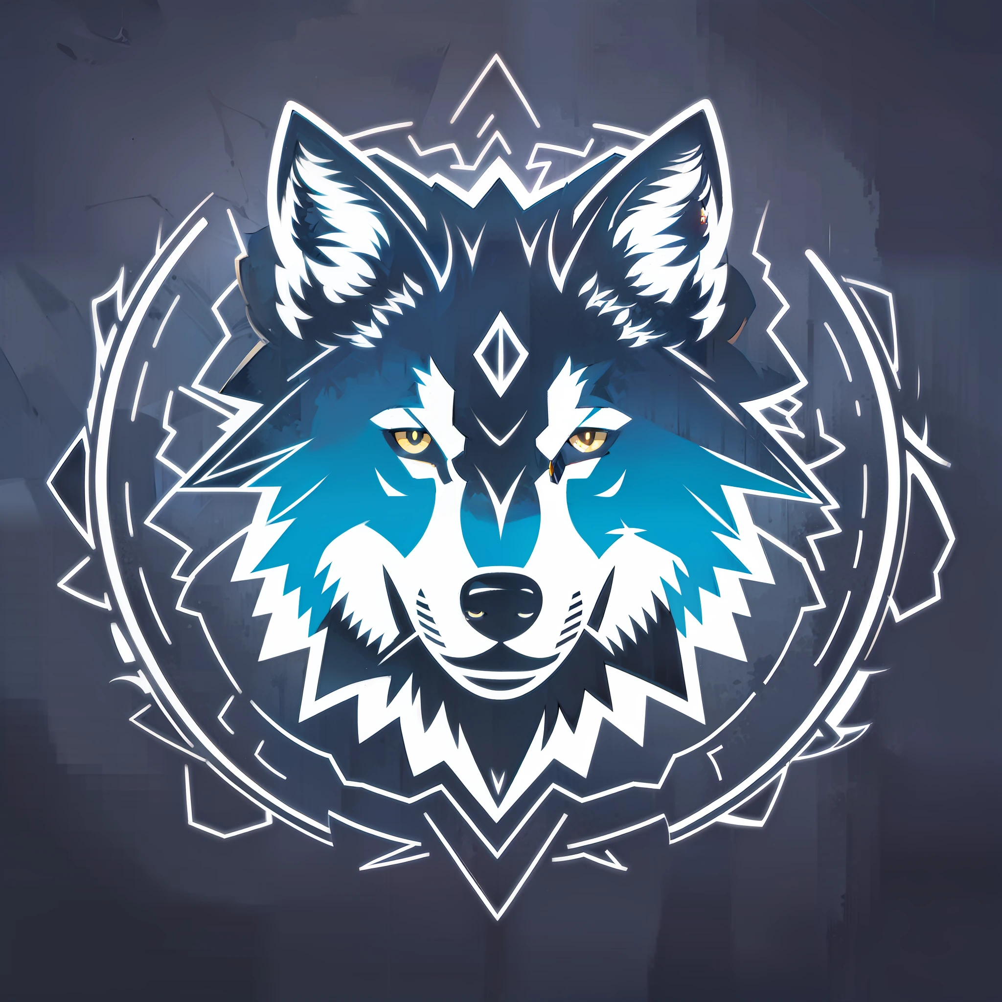Black Wolf,blonde eyes,White lines,Unilateral earrings