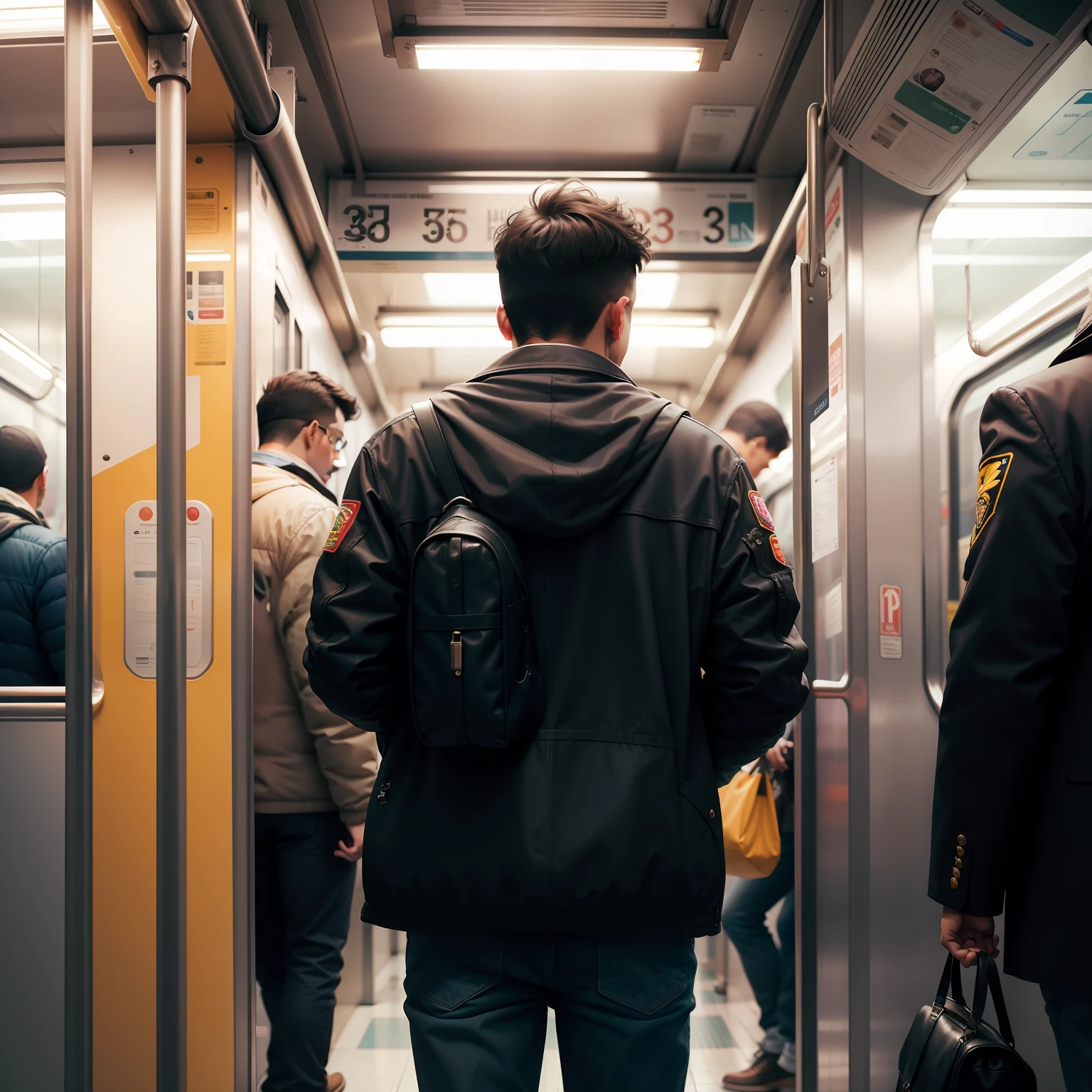 A man does it on the subway