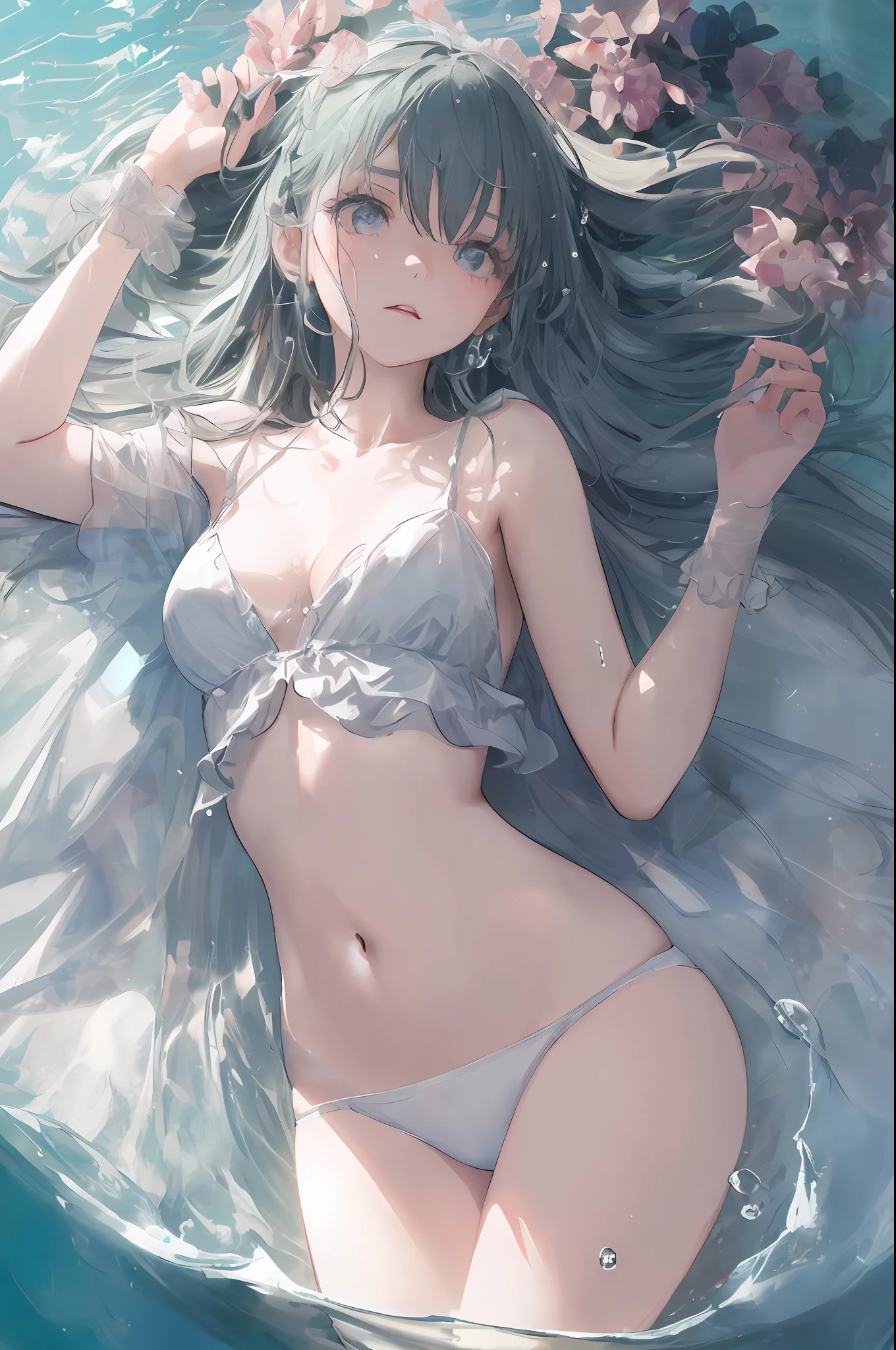 Art by Cornflower, Dreamy
(Small person,Girl with beautiful eyes. The depth of field in the photo was perfect, And the lens flare added a nice touch. The meticulous facial features of her face really stand out, Eta、The score of this photo is definitely over 10. In the background, There is a beautiful sea,The sea is crystal clear,There are water droplets on the surface of the water. It's a great photo,Really captured the beauty of the girl and water.)