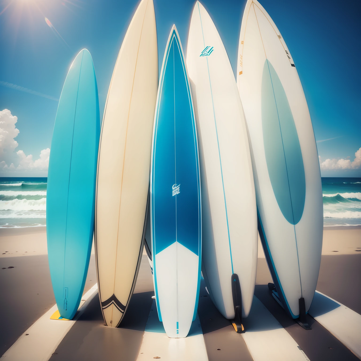 3 surfboards,Hold it up,Positive perspective,