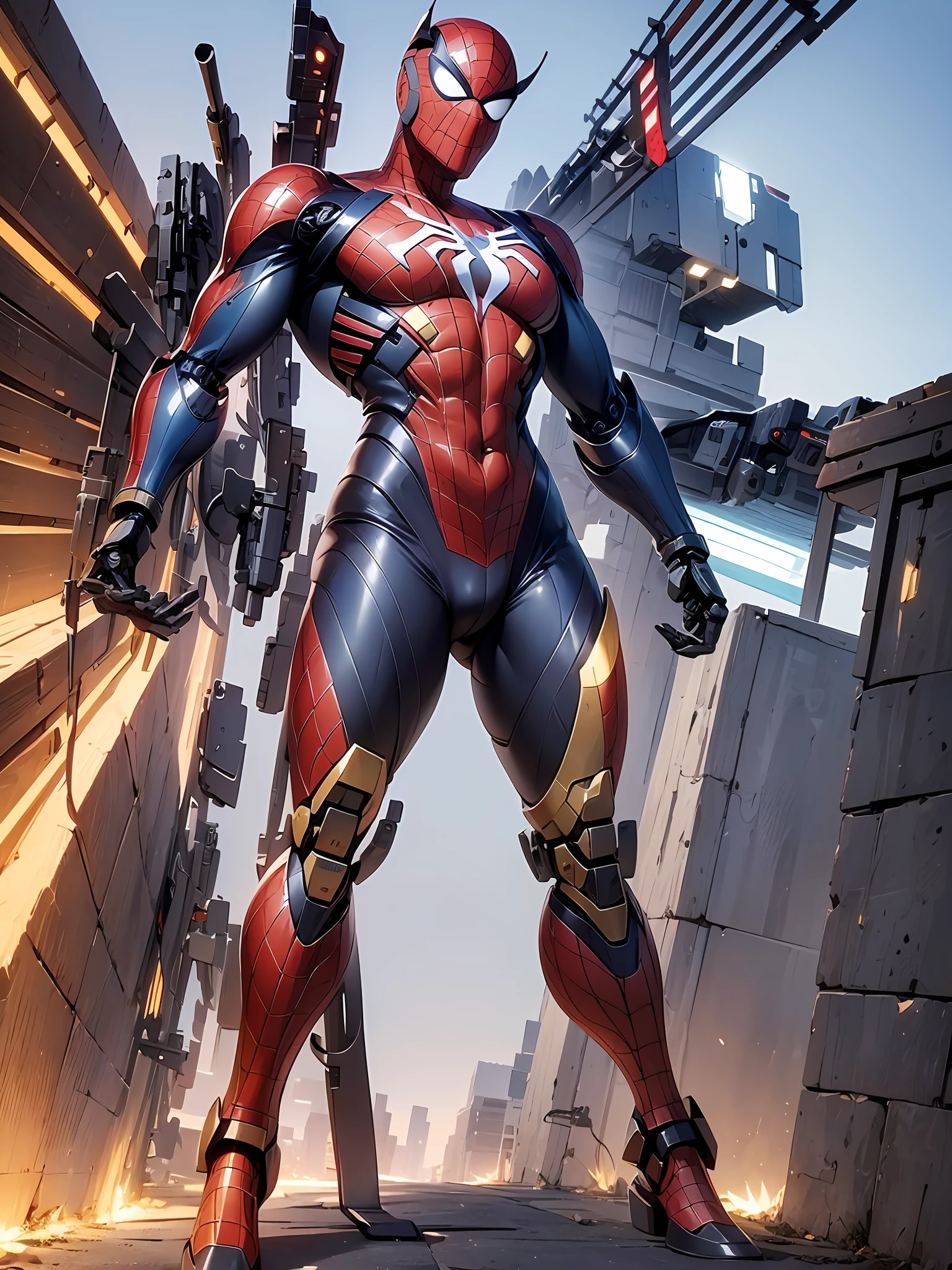 mechs，Future Spider-Man，Red and black color scheme