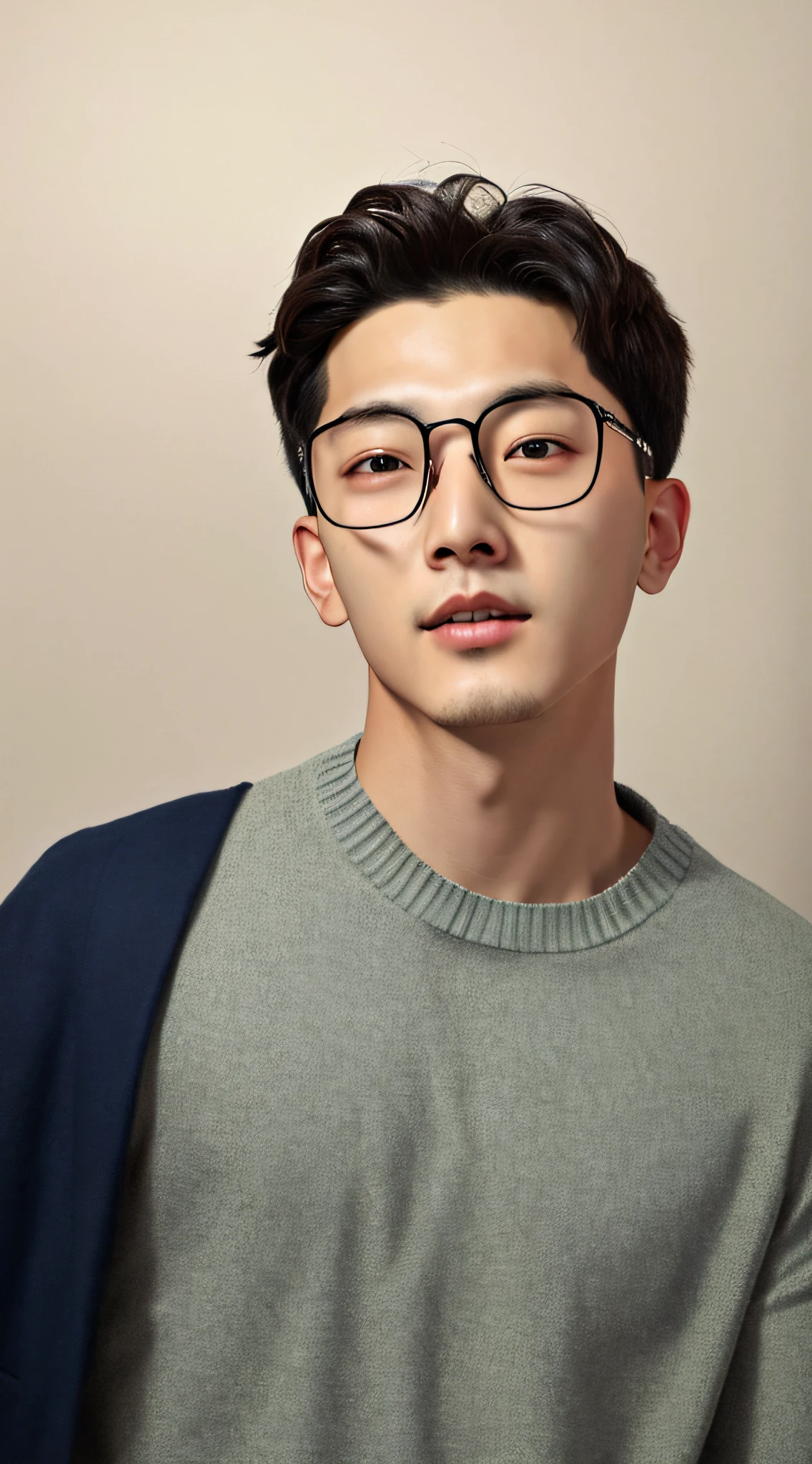 Arad man posing for photo wearing glasses and sweater, hong june hyung, headshot profile picture, yanjun cheng, inspired by jeonseok lee, hyung tae, inspired by Yanjun Cheng, Kim Tae-joon, longque chen, portrait of kpop idol, jaeyeon nam, seseon yoon, halfbody headshot, ryan jia, high quality portrait