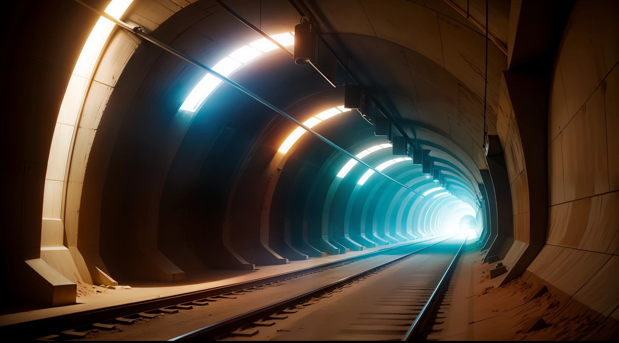 Lighting in the tunnel,45 degree angle,Cool colors