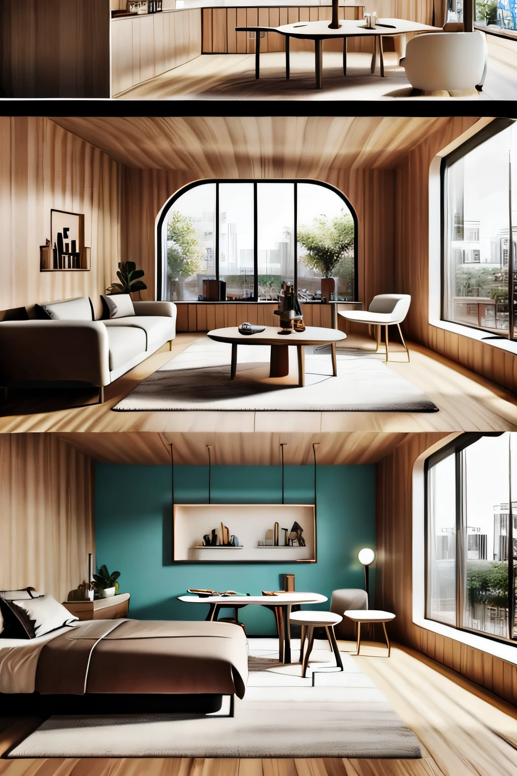 The room is equipped with chairs and a table。, photograph of 3d ios room, candy hospital room, cyberpunk childrens bedroom, puzzle-like room, 3D illustration, 3 D 插图, cyberpunk ager bedroom, detailed scenery —width 672, 3 d stylize scene, show room scene, rendered in 3 dsmax, Bright room,A woman sells something on a live stream