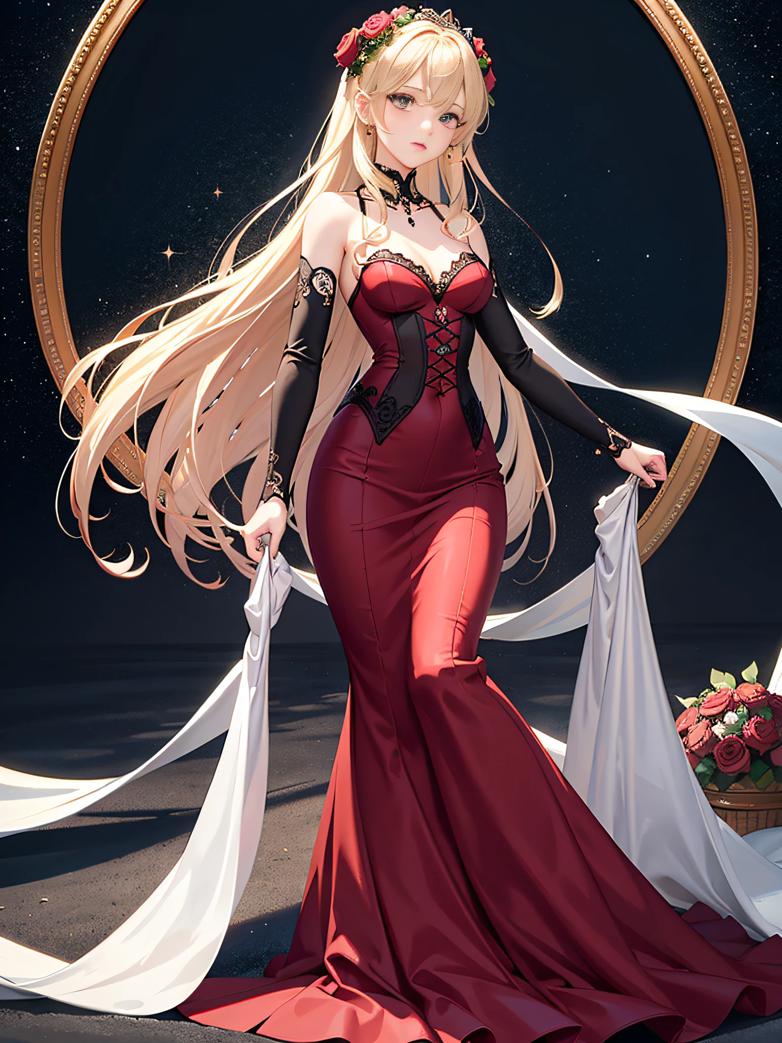 ((masterpiece)), (top-quality), (detaileds),4K resolution. 1 Girl Sharp Focus、a blond,Princess Cut,odd eye,Older sister,diet,long,Red Rosa,tiarra,Black Dress,curlyhair,small tit,small tits,Cool,Rose Dress,embroideries,oriental,A sexy,Sareme,milkyway、small nose,narrow nose and small nose,,,,,,,,,,,,,,,,,,,,High small nose,small nostrils,see -through,Full body like,oblique,1girl in,Golden hair color,Light hair color,Beige hair color,Rosa,Red Rose,Rosa,Red Rose,Rose Dress,weddingdress,Arm Cover,Adults,adult lady,veils,Kamimei,Red Rose,Rosa,Rosa,Rosa,Rosa,Rosa,Red Rose,Big sister,adult lady,adult lady,adult lady,,adult lady,adult lady,Adult Women Mermaid Dresses,Mermaid Dresses,corsets,corsets,corsets,corsets