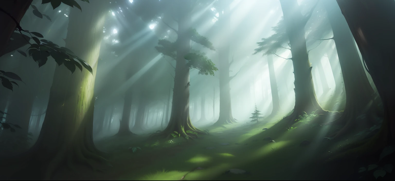 ln the forest，The tree，rays of sunshine