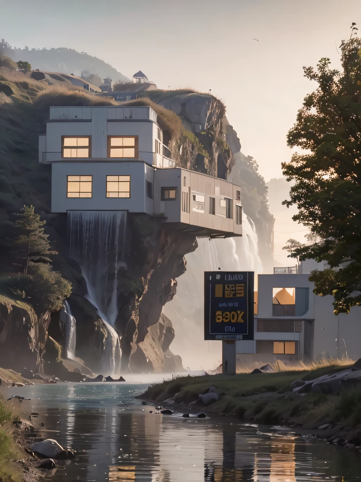 Masterpiece, best quality, high quality, extremely detailed CG unity 8k wallpaper, landscape, outdoor, sky, cloud, sky, no humans, mountain, landscape, water, tree, blue sky, waterfall, cliff, nature, lake, river , cloudy skies, award winning photography, bokeh, depth of field, HDR, bloom, chromatic aberration, photorealism, very detailed, trending on artstation, trending on CGsociety, intricate, high detail, dramatic, midjourney art