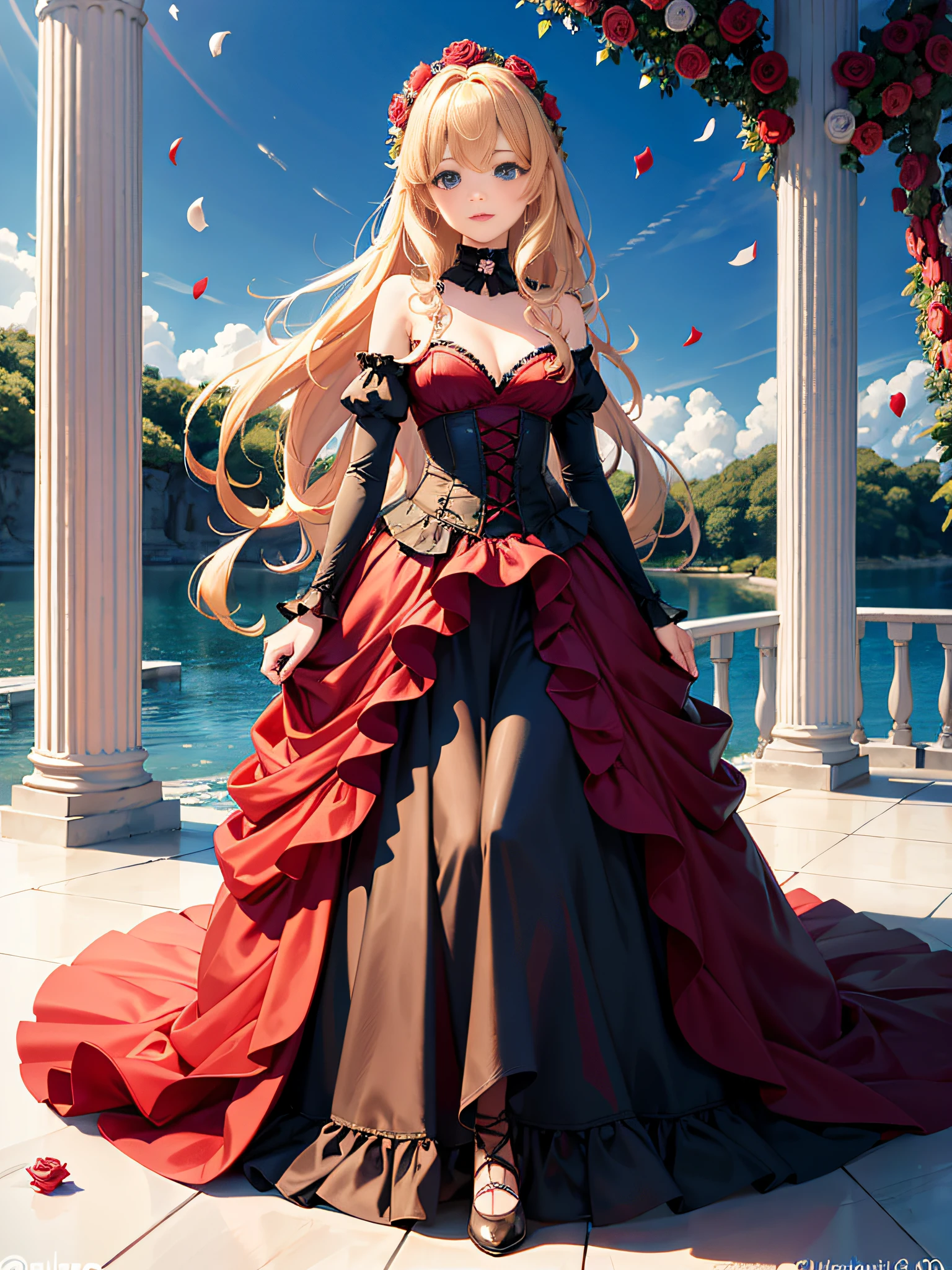 ((masterpiece)), (top-quality), (detaileds),4K resolution. 1 Girl Sharp Focus、a blond,Princess Cut,odd eye,Older sister,diet,long,Red Rosa,tiarra,Black Dress,curlyhair,small tit,small tits,Cool,Rose Dress,embroideries,oriental,A sexy,Sareme,garden,Sunnyday,blue-sky,Confetti、small nose,narrow nose and small nose,,,,,,,,,,,,,,,,,,,,,,,,High small nose,small nostrils,see -through,Full body like,oblique,1girl in,Golden hair color,Light hair color,Beige hair color,Rosa,Red Rose,Rosa,Red Rose,Rose Dress,weddingdress,Arm Cover,Adults,adult lady,veils,Kamimei,Red Rose,Rosa,Rosa,Rosa,Rosa,Rosa,Red Rose,Big sister,adult lady,adult lady,adult lady,,adult lady,adult lady,Adult Women Mermaid Dresses,Mermaid Dresses,corsets,corsets,corsets,corsets