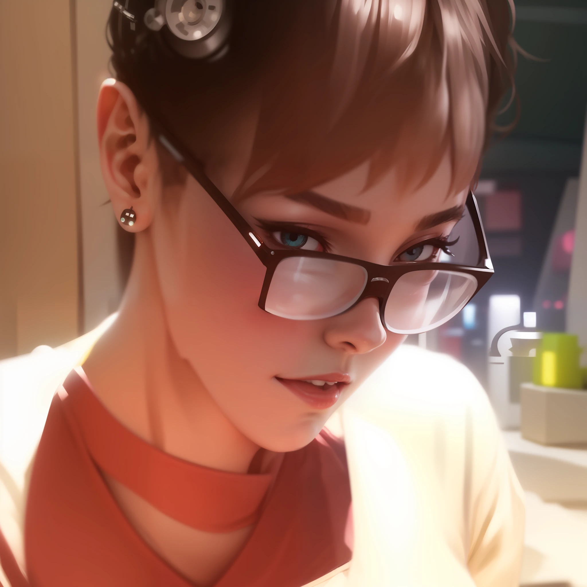 Cyberpunk mechanical wind,Cyborg face,Glasses shoot out light