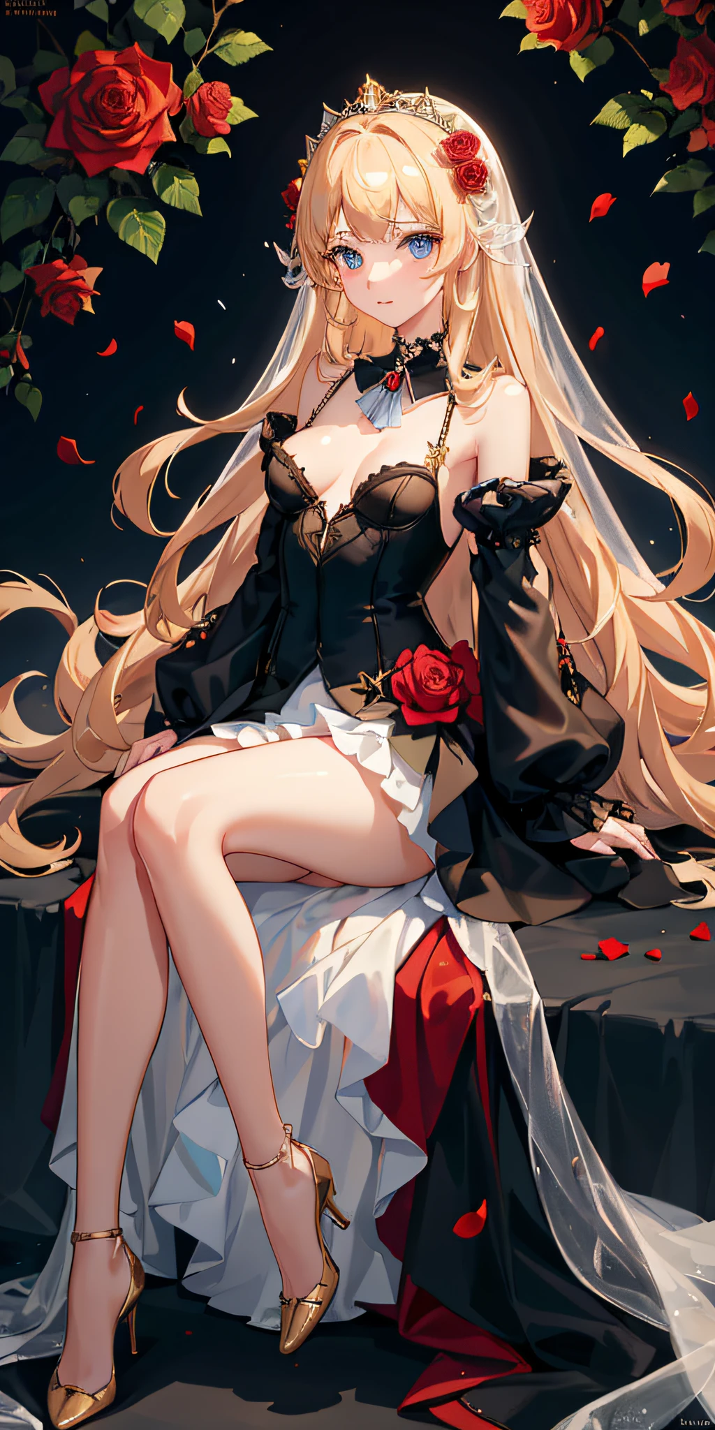 ((masterpiece)), (top-quality), (detaileds),4K resolution. 1 Girl Sharp Focus、a blond,Princess Cut,odd eye,Older sister,diet,long,Red Rosa,tiarra,Black Dress,curlyhair,small tit,small tits,Cool,Rose Dress,embroideries,oriental,A sexy,Sareme,garden,Sunnyday,blue-sky,Confetti、small nose,narrow nose and small nose,,,,,,,,,,,,,,,,,,,,,,,,High small nose,small nostrils,see -through,Full body like,oblique,1girl in,Golden hair color,Light hair color,Beige hair color,Rosa,Red Rose,Rosa,Red Rose,Rose Dress,weddingdress,Arm Cover,Adults,adult lady,veils,Kamimei,Red Rose,Rosa,Rosa,Rosa,Rosa,Rosa,Red Rose,Big sister,adult lady,adult lady,adult lady,,adult lady,adult lady,Adult Women Mermaid Dresses,Mermaid Dresses,corsets,corsets,corsets,corsets