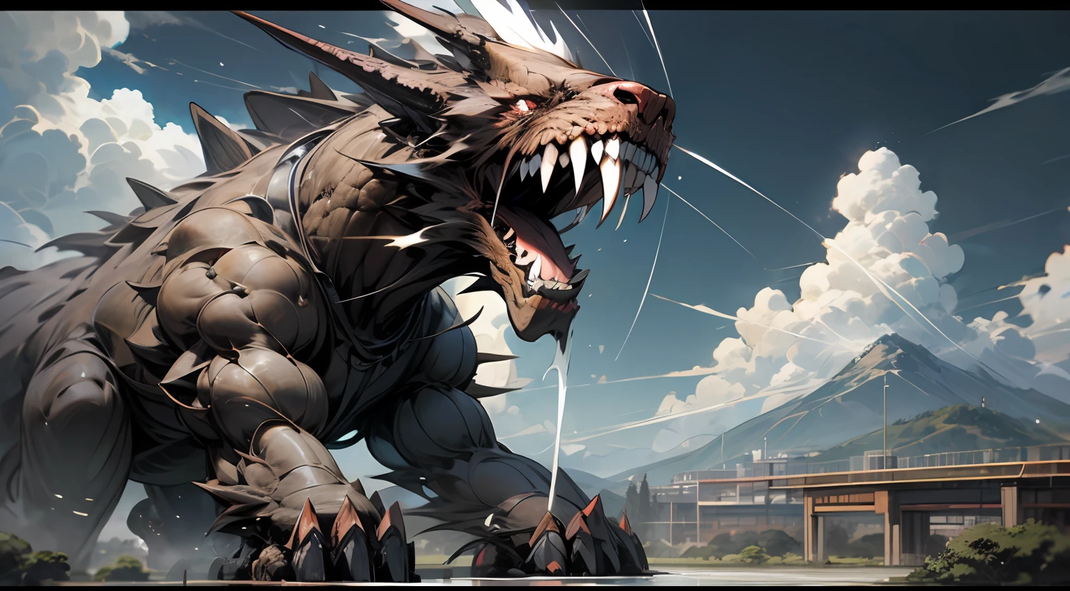 k hd、Best picture quality、ultra - detailed、Beautiful illustrations,A behemoth roaring up to the sky