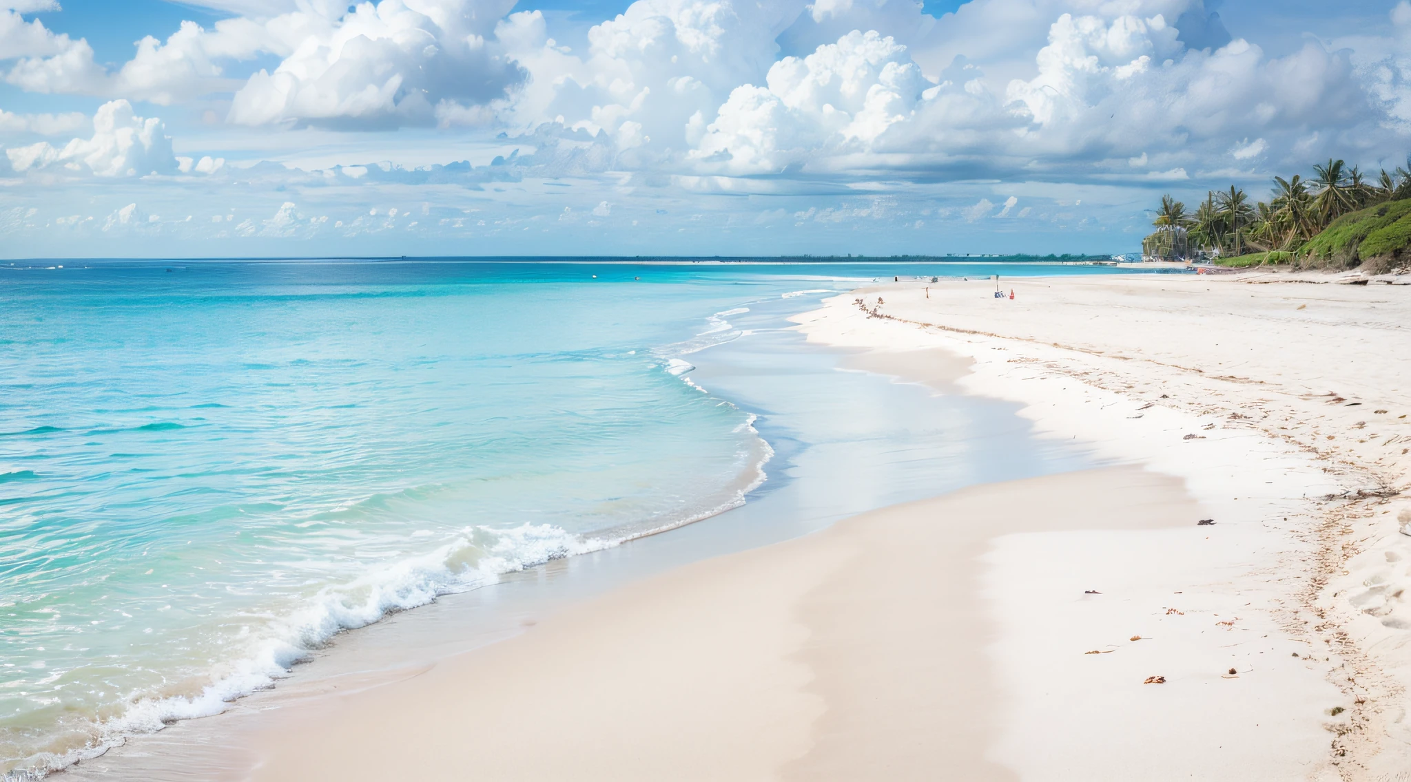 View of the beach with blue sea and clouds, Caribbean White Sand, White sandy beach, Caribbean turquoise water, White sandy beach, Calm sea and beach background, sand and sea, Beautiful beach, White sand, clear blue water, turquoise ocean, Turquoise water, Beach background, breath-taking beautiful beach, White beach, Azure blue water, real 64k