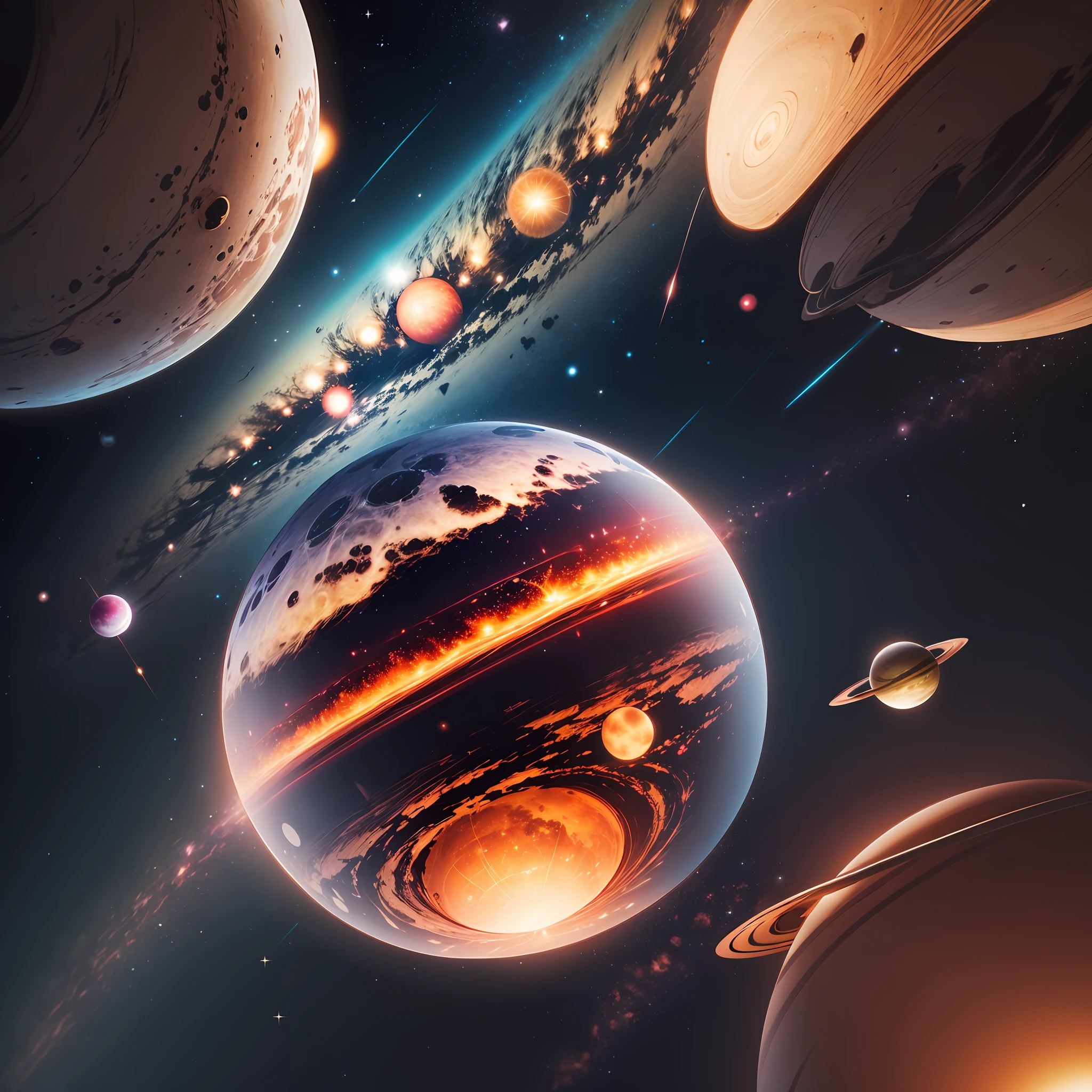 clear, the universe, and the planets, true in the air, 4K --auto