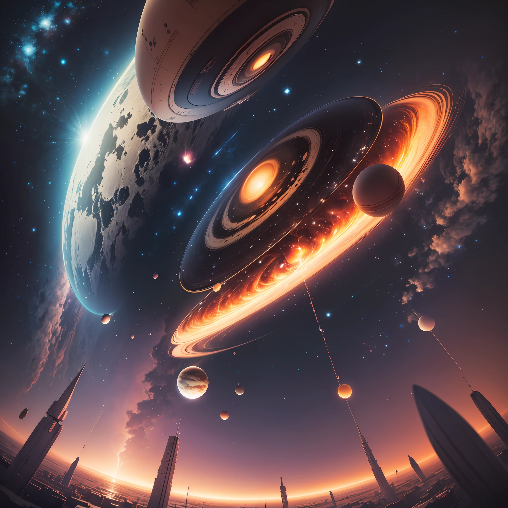 clear, the universe, and the planets, true in the air, 4K --auto