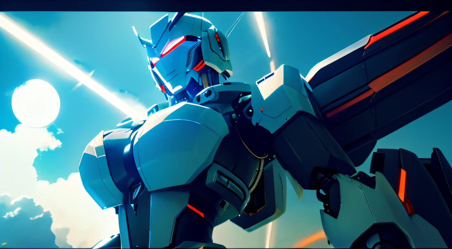 Mecha is cool, anime big breast, Cinematic lighting, god light, Minimalism, Polar opposites, angle of view, Ultra-wide angle, hyper HD