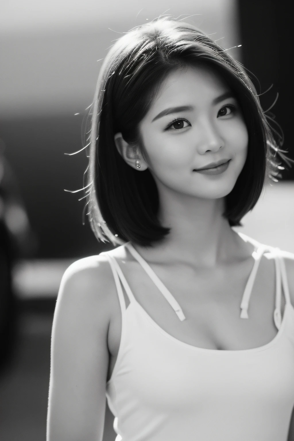 Beautiful photo of Chinese pop idol woman, Summer, lecherous, filmgrain, Ilford HP5, 80mm