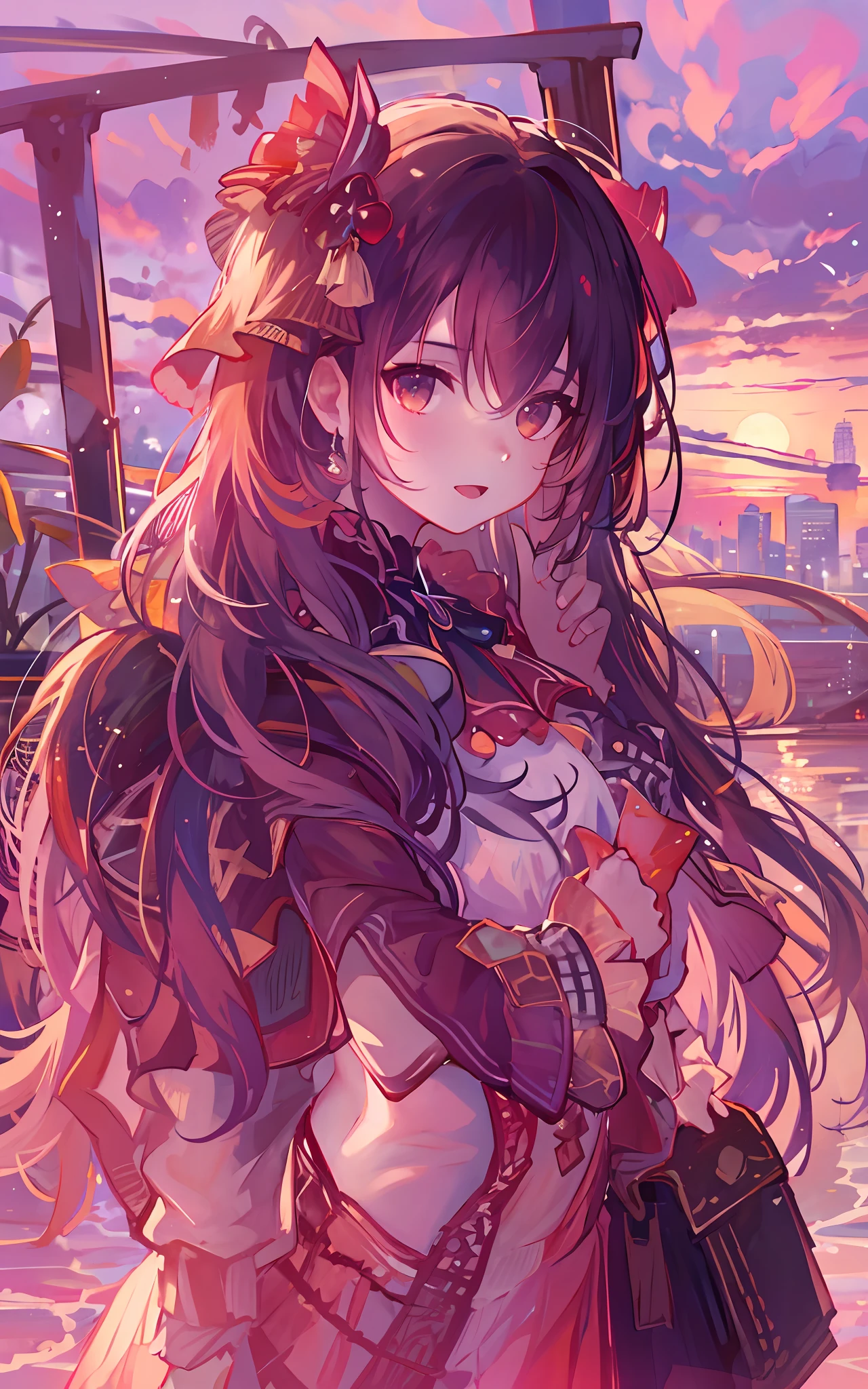 1girl,the sunset,tmasterpiece,of the highest quality