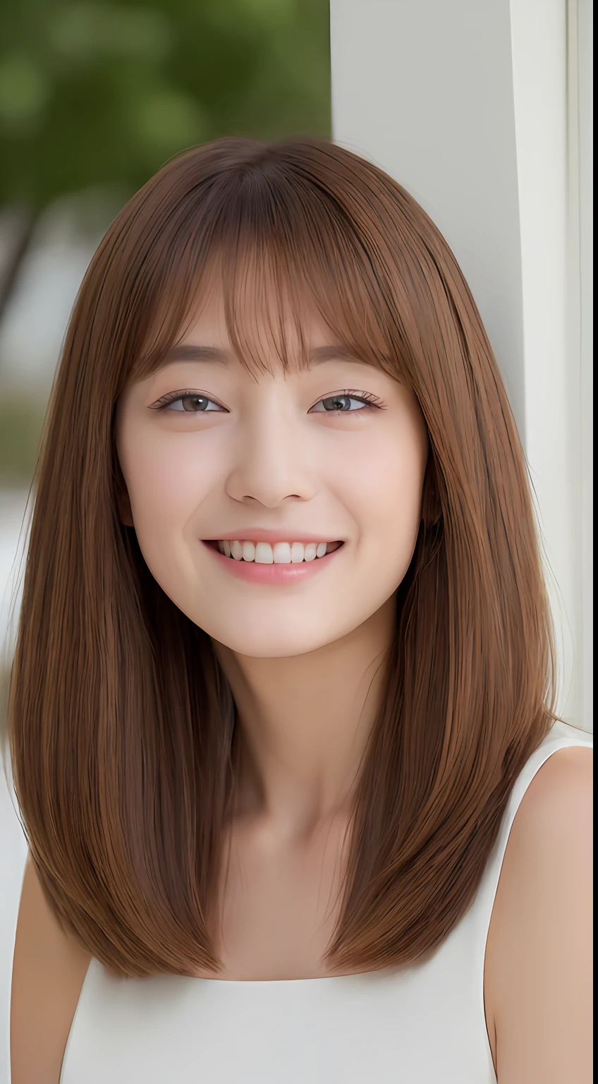 ((top-quality、8K、masterpiece:1.3))、20 years girl、Slim Abs Beauty:1.3、(Hairstyles Brown Hair Shortcuts、Colossal tits:1.2)、doress:1.1、Super fine face、Delicat eyes、二重まぶた、A smile、Home、Raw photo