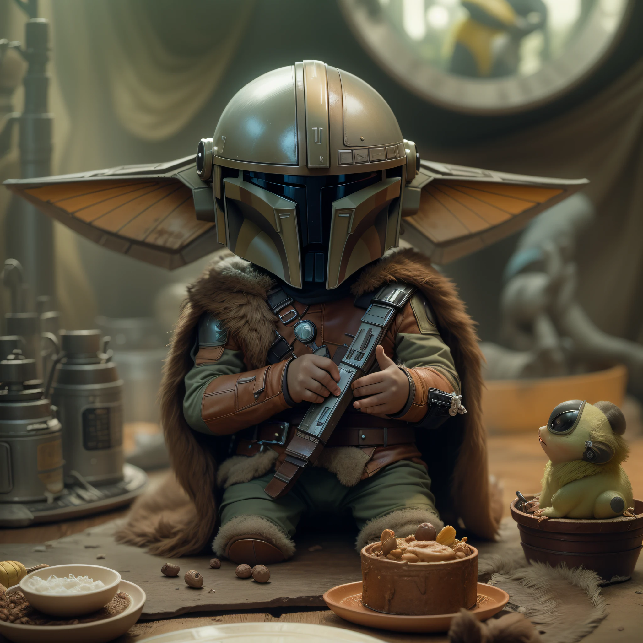 basado en la pelicuca the mandalorian: The Little Grogu and the Mandalorian, con su spacecraft.