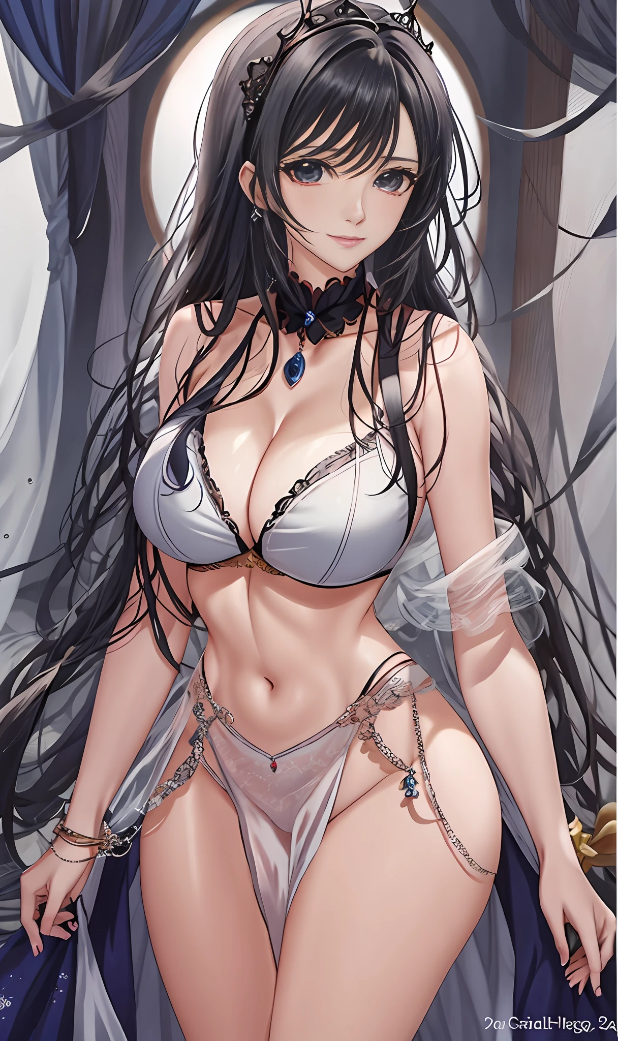 A woman stands in the room, with no underpants,no underwares,(no-bra)beautiful and seductive anime woman, Full-figured,Sexy beauty,seductive anime girls, ((a beautiful fantasy empress)), Beautiful anime woman, Charming Tifa Lockheart,, attractive anime girls, nico robin, Lori huge breasts cleavage, alluring tipha lockhart portrait, rei hino as a princess, Anime goddess,Realistic shadows