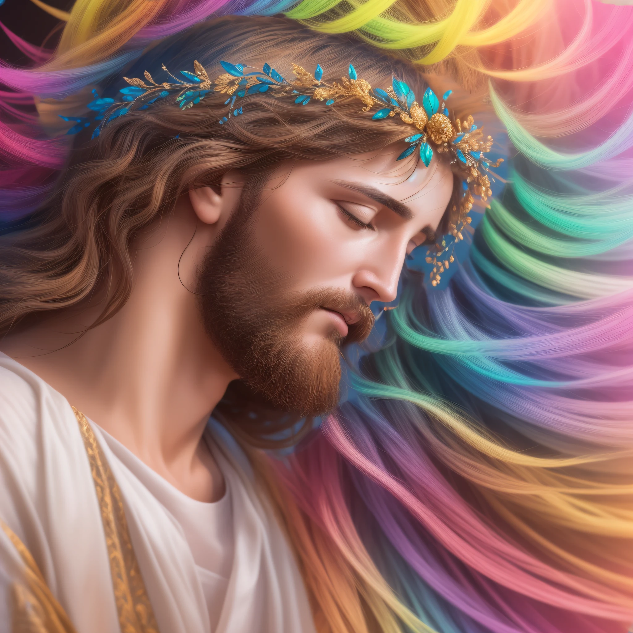Aura in the colors of the rainbow
