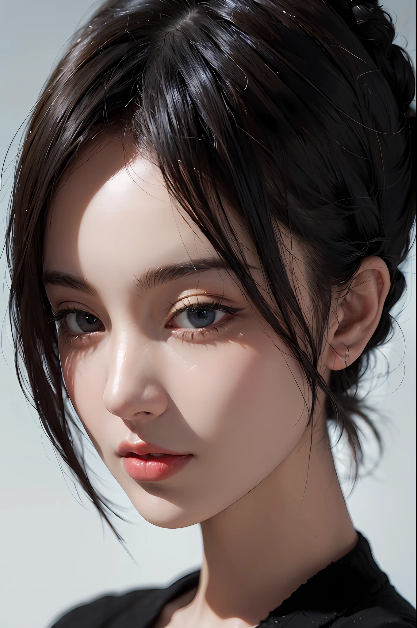 (masterpiece:1.3), (8k, photorealistic, RAW photo, best quality: 1.4), (1girl), beautiful face, (realistic face), (black hair, short hair:1.3), beautiful hairstyle, realistic eyes, beautiful detailed eyes, (realistic skin), beautiful skin, (sweater), absurdres, attractive, ultra high res, ultra realistic, highly detailed, golden ratio