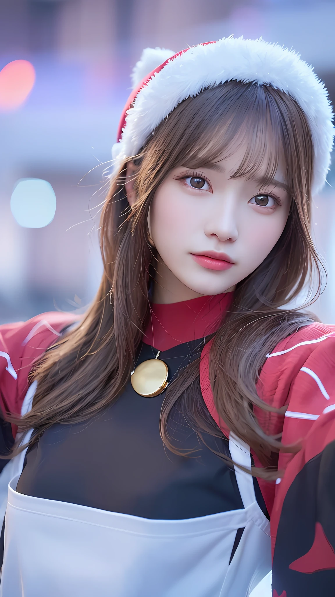 ((Best quality, 8k, Masterpiece: 1.3)), character miya Mobile Legends: Bang Bang , Sharp focus: 1.2, Cute beautiful woman with perfect body: 1.4, Highly detailed face and skin texture, natural skin without makeup, Detailed eyes, Christmas, eye focus target, realistic, ultra detail