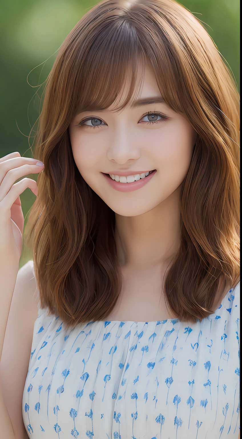 ((top-quality、8K、masterpiece:1.3))、20 years girl、Slim Abs Beauty:1.3、(Hairstyles Brown Hair Shortcuts、Colossal tits:1.2)、doress:1.1、Super fine face、Delicat eyes、二重まぶた、A smile、Home、Raw photo、Glossy Pose