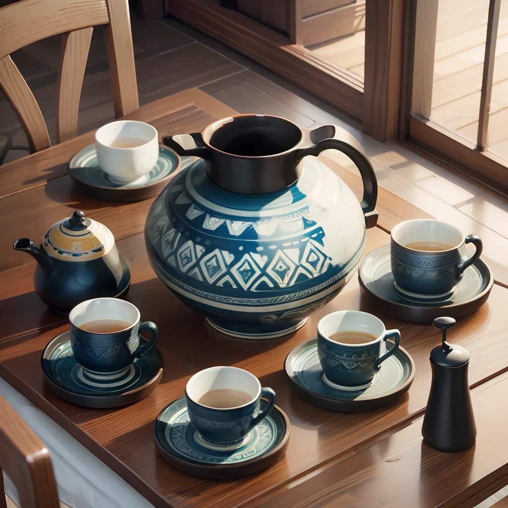 ceramics、Ethnic ornamentation、Cultural creativity、tableware、Six colors,octagon,double deck