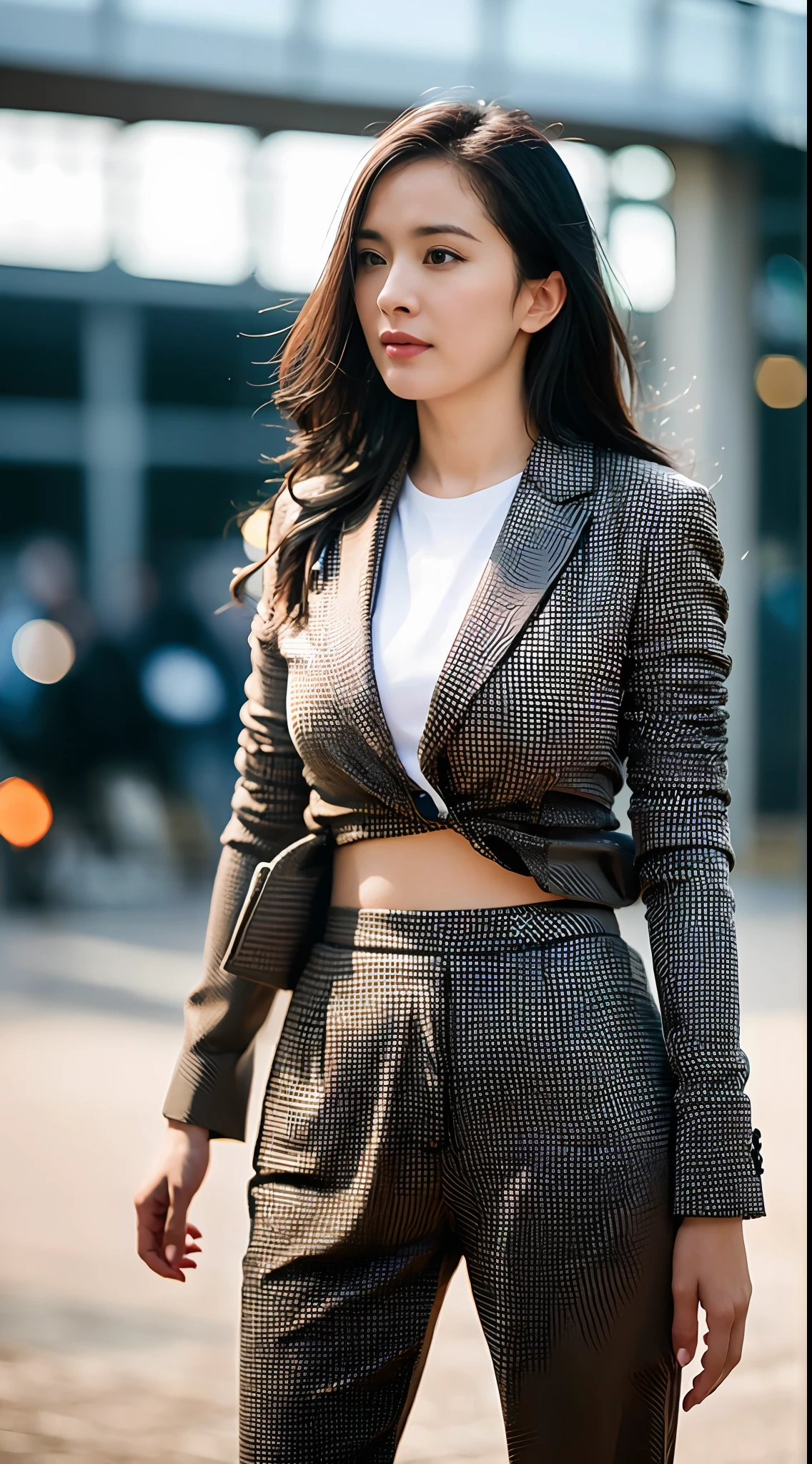 1girl,Yang rice,RAW photos,(bokeh),tmasterpiece,(Photorealsitic:1.4,realisticlying),extremely detailed CG unified 8k wallpaper,((Thick body:1)),(Plump breasts:1.2),looking at viewert,((straight from the front)),(Head office skin:1.2),8k ultra high definition,digital SLR camera,gentlesoftlighting,high high quality,filmgrain,富士XT3,deactivated,
Business suit,
(exteriors,parks),