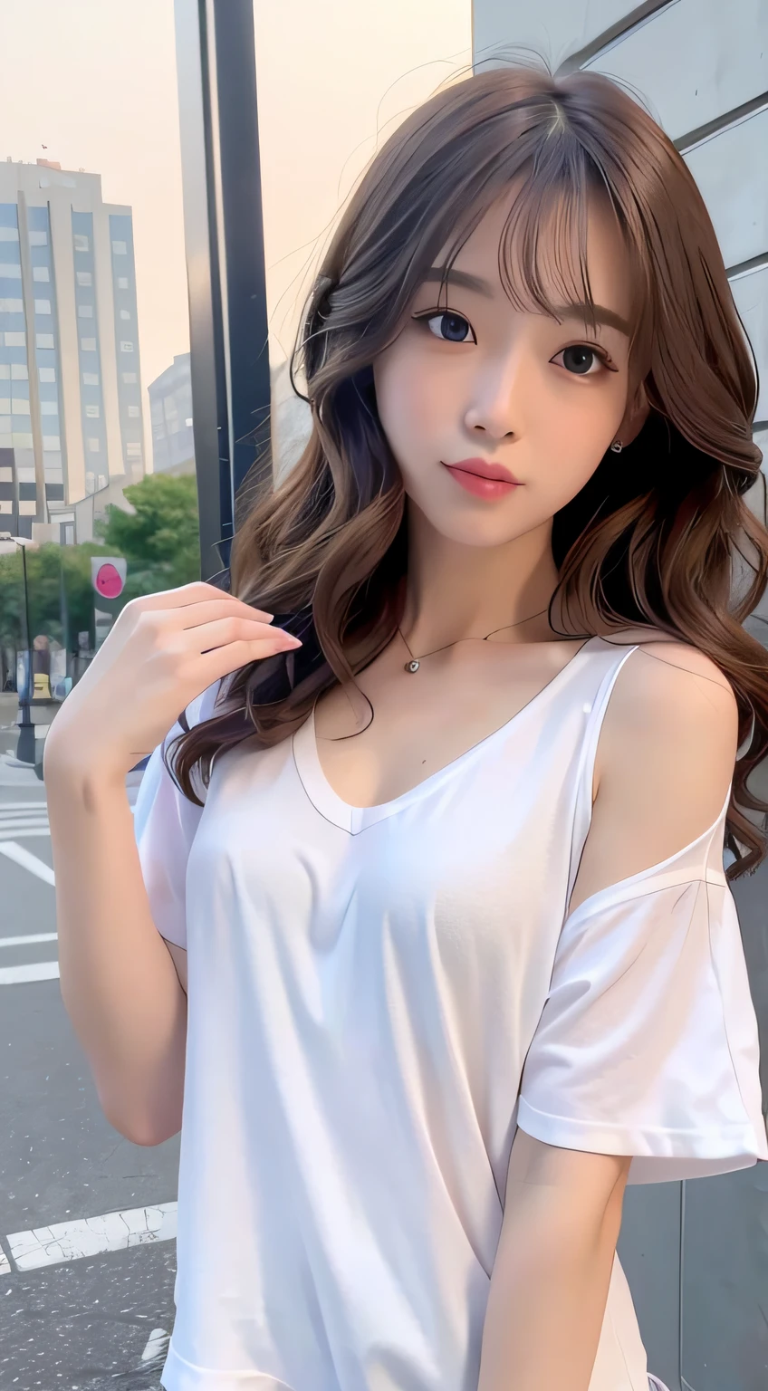 Girl with Camera、mix4、(8K、Raw photography、top-quality、​masterpiece:1.2)、(realisitic、Photorealsitic:1.37)、1girl in、cute little、A city scape、natta、Sateen、Wetty、profetional lighting、photon maping、Radio City、physically-based renderingt、Gradient Brunette Hair、short  curly hair、a handsome、Girly、White Ball Set、superior image quality、hight resolution、1080p、(Clear face)、(Detailed face description)、(Detailed hand description)、(masuter piece)、(Exquisite CG)、 extreme light and shadows、hair messy、​masterpiece、abundant detail、(Exquisite facial features)、(Top image quality)、(​masterpiece)、(Eye of Detail)、Looking forward to your eyes、Delicate collarbones、(Casual wear)、tshirts