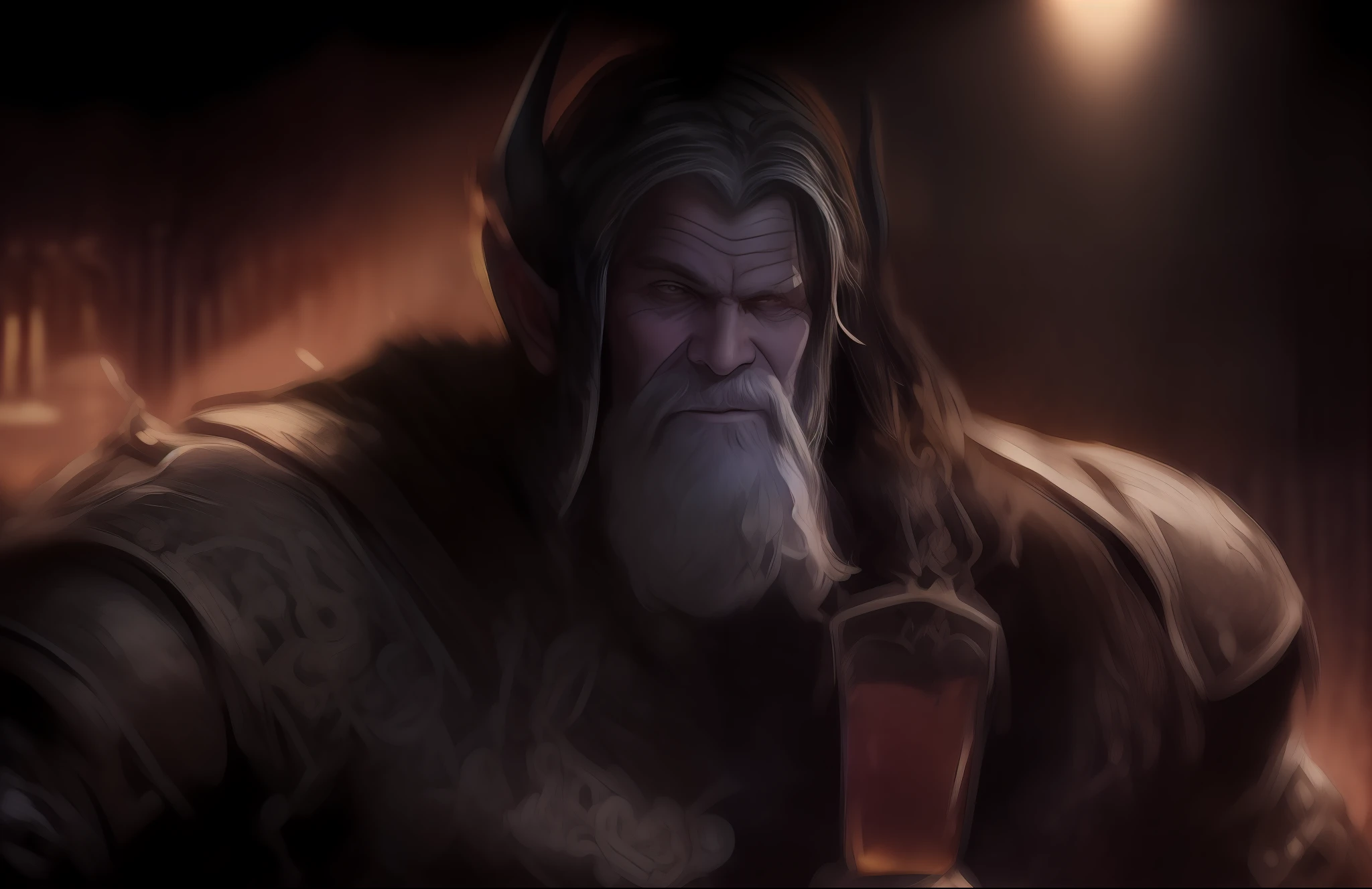 award winning portrait photo of an old viking man drinking in a medieval tavern, Style-Boozing, grim, death, (backlighting:1.3), digital painting, concept art, smooth, sharp focus, rule of thirds, dark fantasy,intricate details, wide shot, style-Boozing background