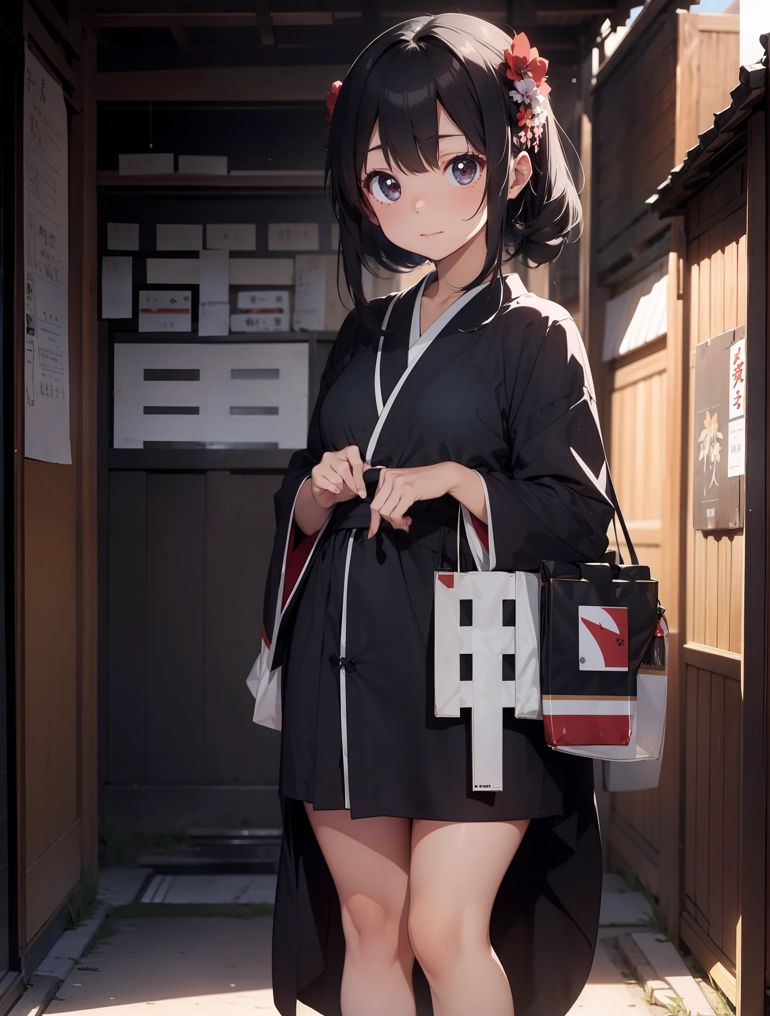 A beautiful [[beautiful Japanese]] girl with long [[long black hair]] wearing a kimono.--style Anime Girl