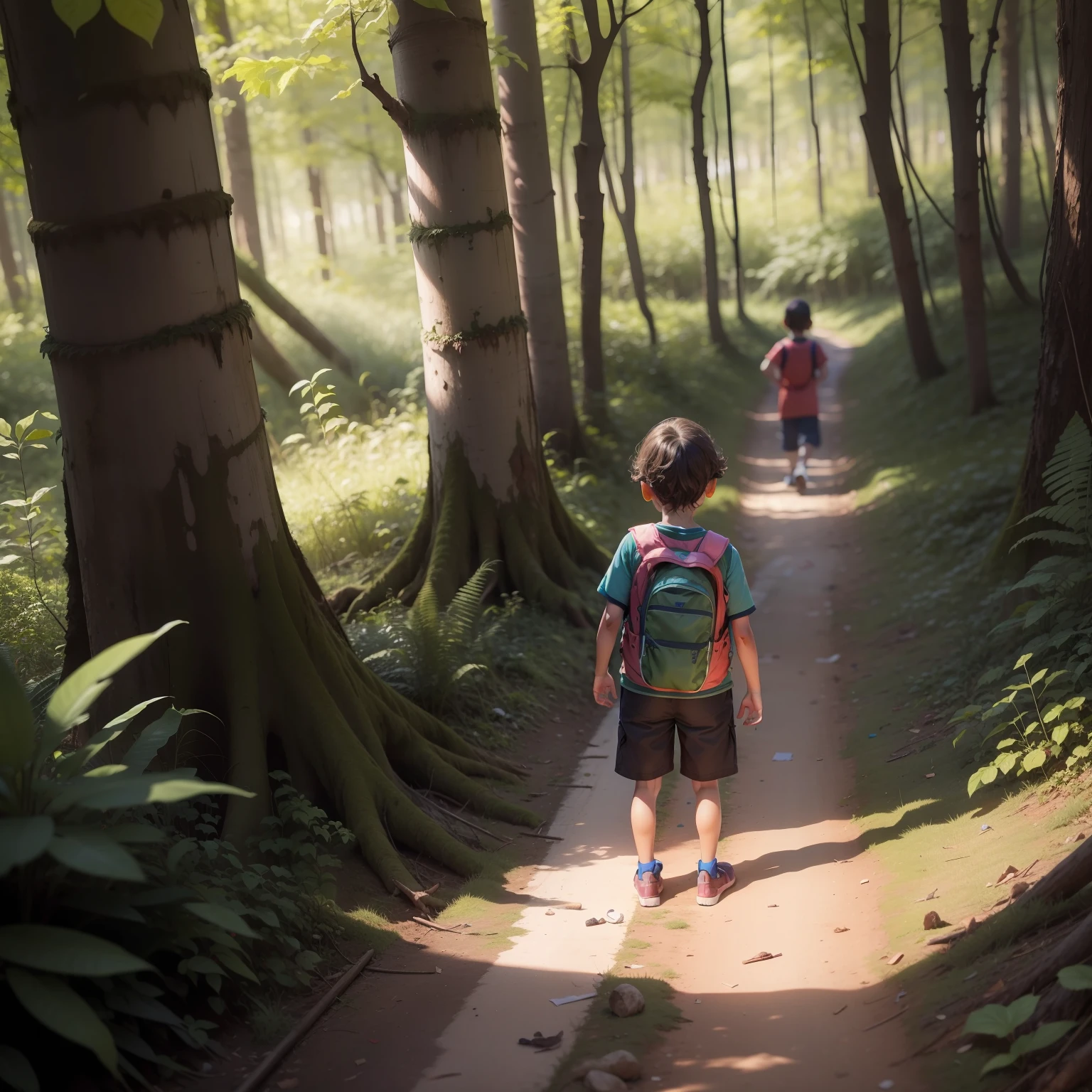 para um livro infantil, Children find garbage in the forest, They are outraged by the sisuation and want to solve the problem