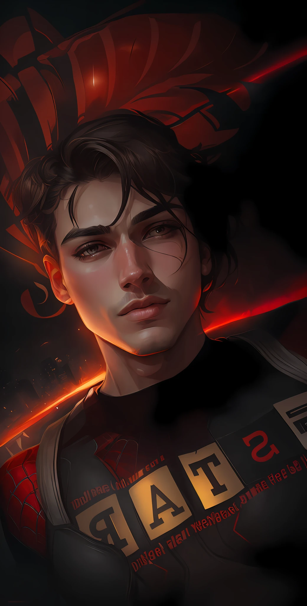 (Award Winning Digital Artwork:1.3) of (Sketch:1.3),(Energetic:1.3) Spidey, EmmaRob,CGSociety,ArtStation,(Saturated:1.3),(close portrait:1.3),(Feminine:1.4),(beautiful:1.4),(attractive:1.3),handsome,calendar pose,perfectly detailed eyes,studio lighting,thematic background