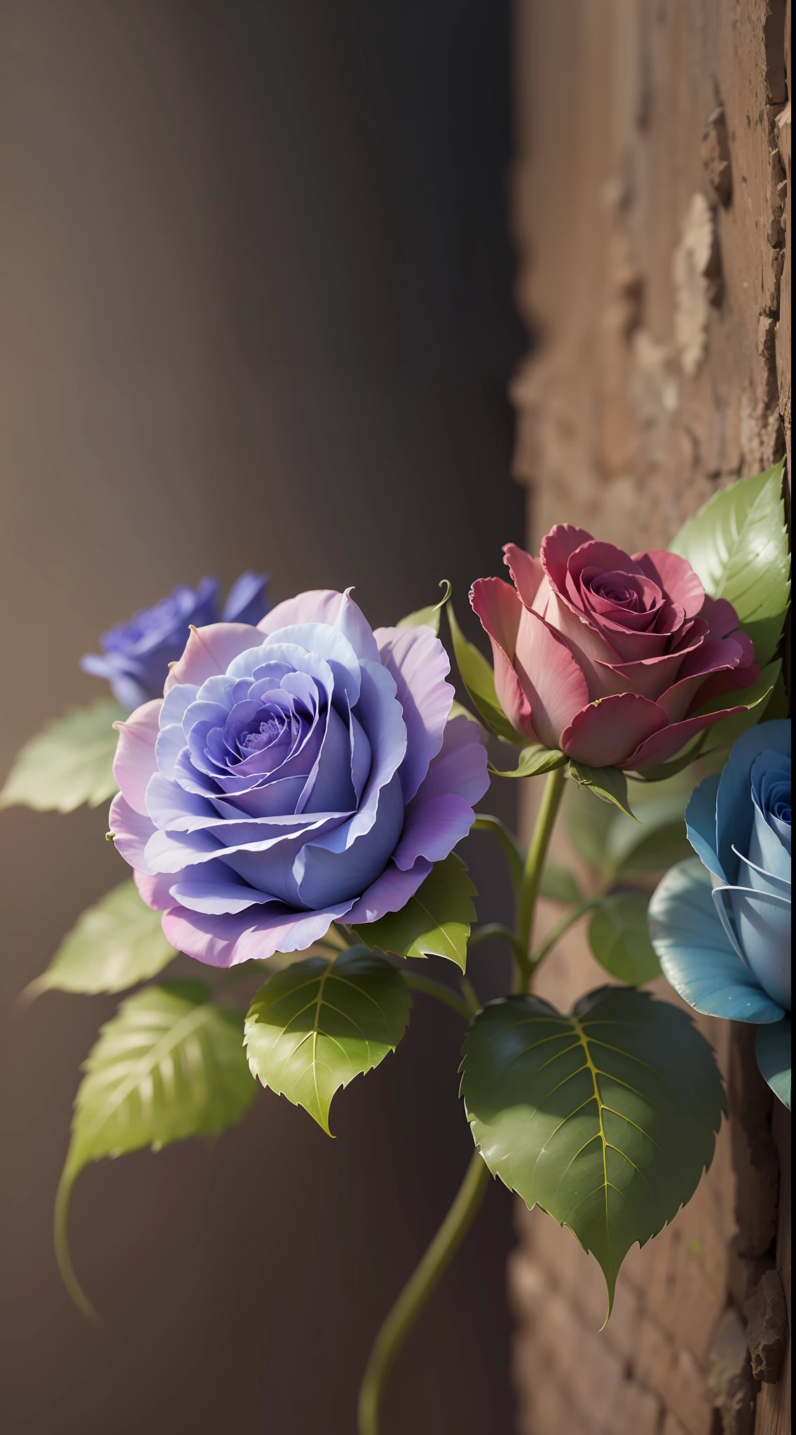 Three flowers , three flowers in tree,flowers ,dark background,high resolution,high quality,blue roses