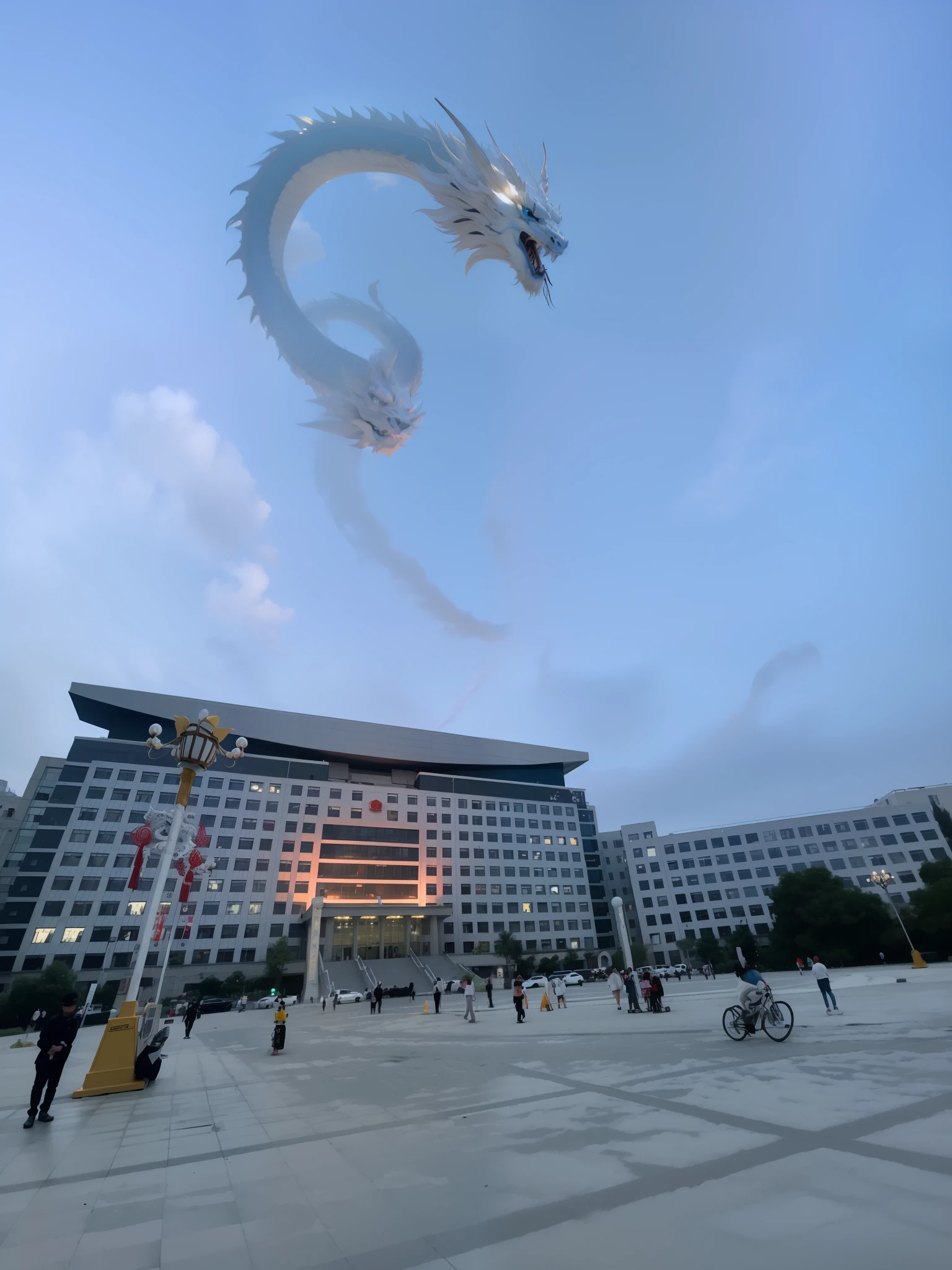 White clouds in the shape of a Chinese dragon,Clouds