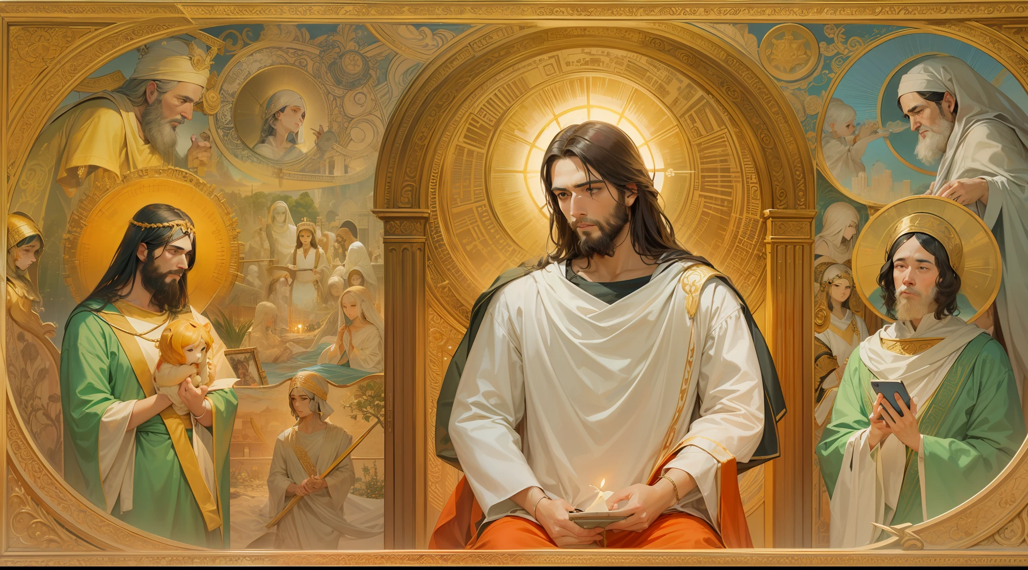 Jesus, the Philosopher of Wisdom"
description:
In this unique creation in SeaArt, we portray Jesus Christ as a philosopher of wisdom, Exploring the depths of human knowledge and understanding. With delicate strokes and evocative colors, This image captures the transcendental essence of his wisdom and compassion.
The scenario shows Jesus in the midst of a serene environment, surrounded by disciples and followers eager to absorb his transformative words. Seu olhar profundo reflete uma mente iluminada, mergulhada nas verdades universais do ser e do existir.
Por meio dessa arte inspiradora, Witness the fusion between spirituality and the search for truth, representing Jesus not only as a historical figure, but as an eternal symbol of wisdom and love. His calm posture and gentle gestures radiate a presence that transcends time, inviting us to reflect on the purpose of life and the mysteries of the universe.
Explore cada detalhe meticuloso desta imagem, where knowledge and compassion come together in harmony. Feel the connection to the brilliant mind of the Philosopher of Wisdom and let his words touch the core of your soul.
Ao contemplar essa obra, allow yourself to be inspired by the timeless lessons Jesus taught us, inviting us to seek inner truth and to understand the inestimable value of empathy and mutual understanding.
Get ready for a journey of reflection and self-discovery, in which the philosophy of Jesus echoes through the ages, illuminating the path to a more meaningful and enriching existence.
