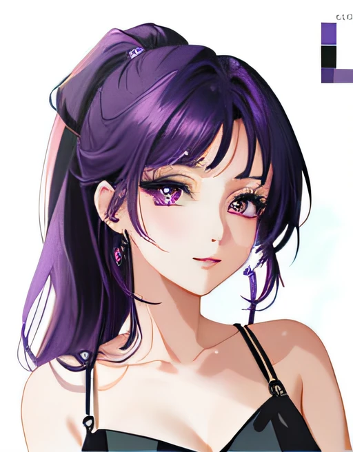 Close up of a woman with purple hair and black dress, Beautiful anime style, 🤤 girl portrait, portrait anime girl, Guviz-style artwork, trending on artstration, a beautiful anime portrait, Realistic anime art style, High Quality Anime Art Style, Anime art style, anime art style, lovely art style, beautiful anime art style