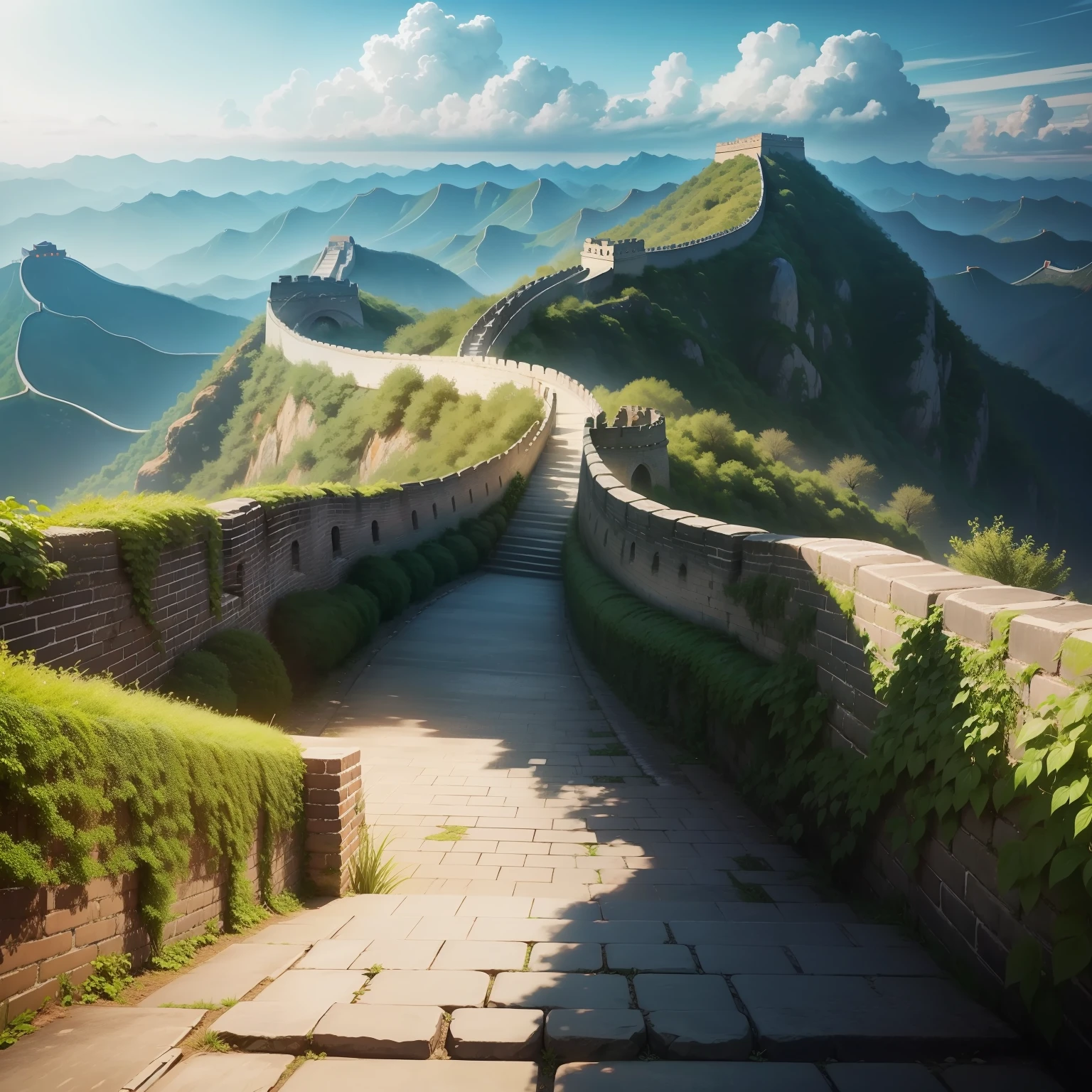 The Great Wall of China is made up of hedge trees,The Great Wall is covered with hedges,Garden shape of the Great Wall,