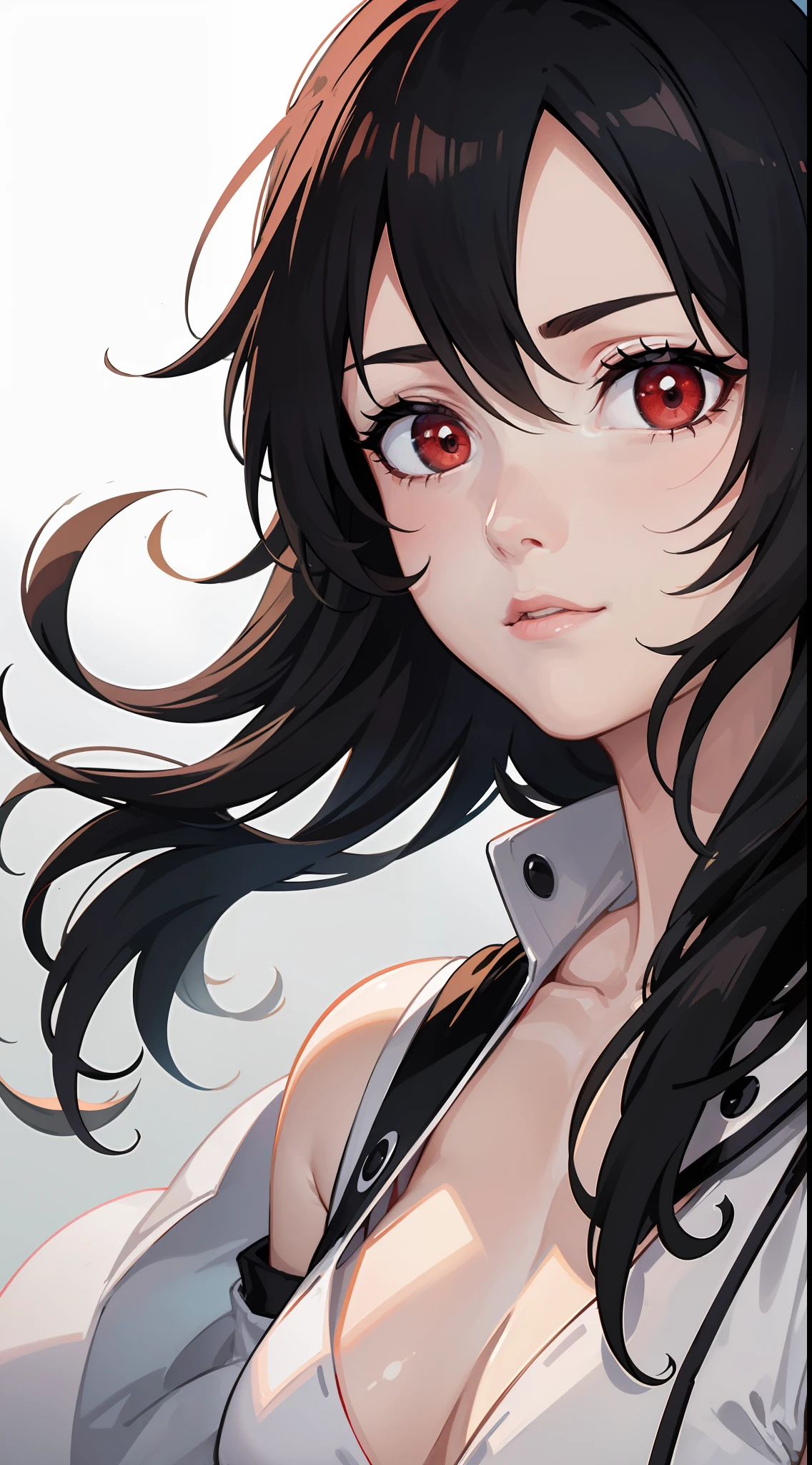 one-girl,upperbody closeup,sportrait,cleavage,Naruto,red - eyed,nar_kurenai_yuhi ,Forehead