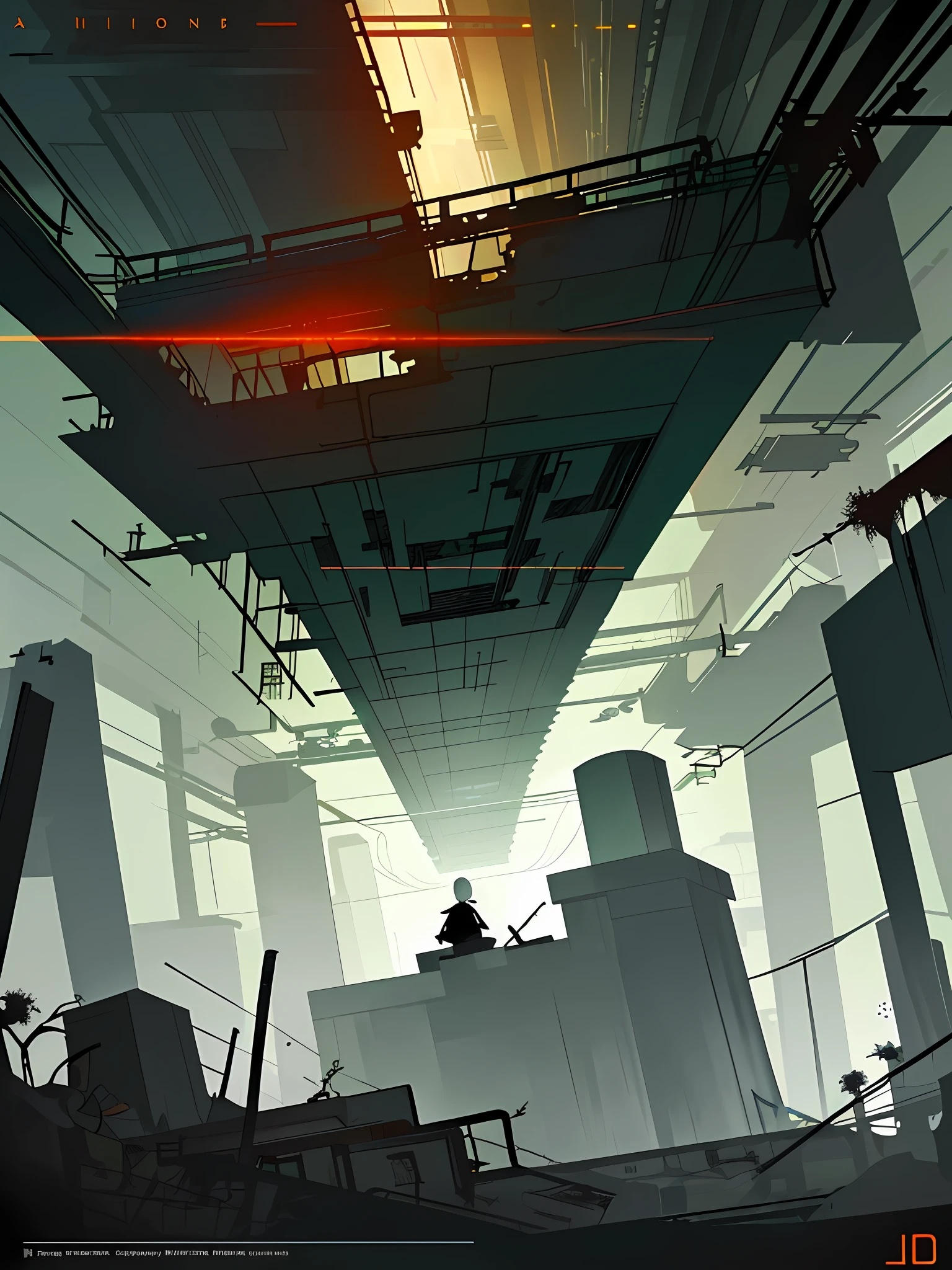 (blame! style abandoned tech landscape), (Zen, Amy Sol style), (underground, dark, foggy, perilous, abandoned apartment space, deep tunnels), cover art with light abstraction, abstract, simple vector art, contemporary Cybernetic art, color gradients, soft color palettes, layered forms, whimsical animation, style Ethereal abstract, 4K, --v6