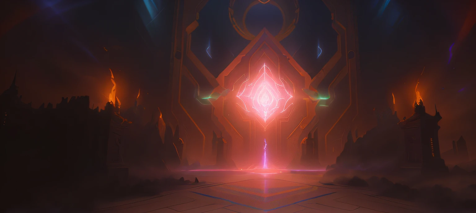 There is a picture of a very large room,There are a lot of lights, neon glow concept art, a portal to the lost flame realm, 8k hd wallpaperjpeg artifact, 8k hd wallpaperjpeg artifact, concept art magical highlight, luminescent concept art, studying a hell open rift portal, portal to the ethereal realm, symmetric concept art