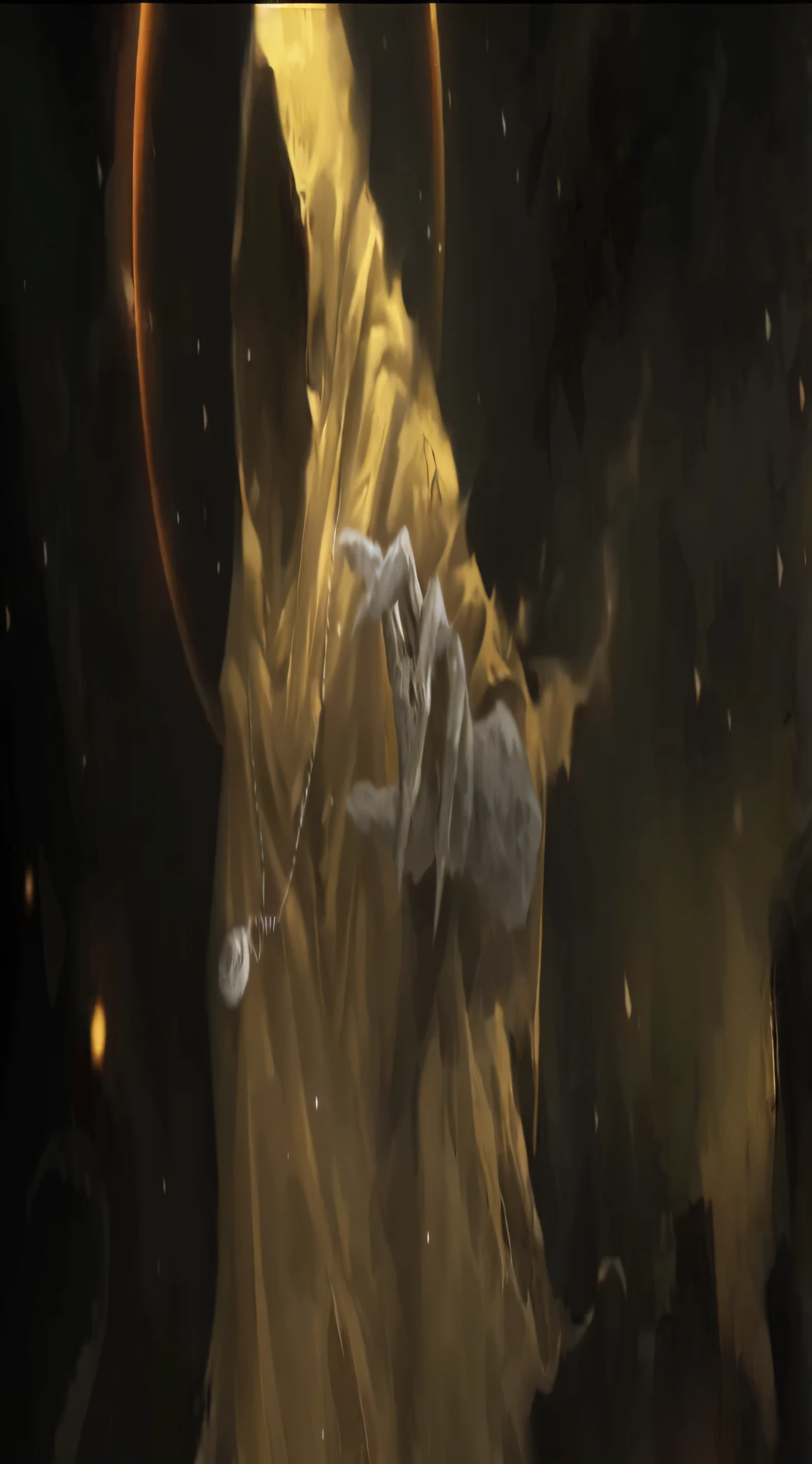 Close-up of a man in a yellow robe holding a chain, hastur the king in yellow, Inspired by Joan Lossel, elden ring concept art, author：Ioann Lossel, dark souls concept art, elden ring monster, elden ring boss, cosmic horror concept art, Hastur, dark souls concept art